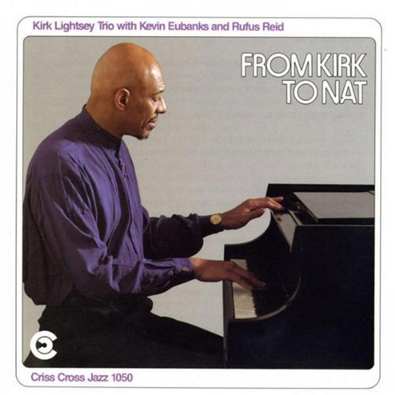 Jazz pianist Kirk Lightsey at a grand piano, album cover art.