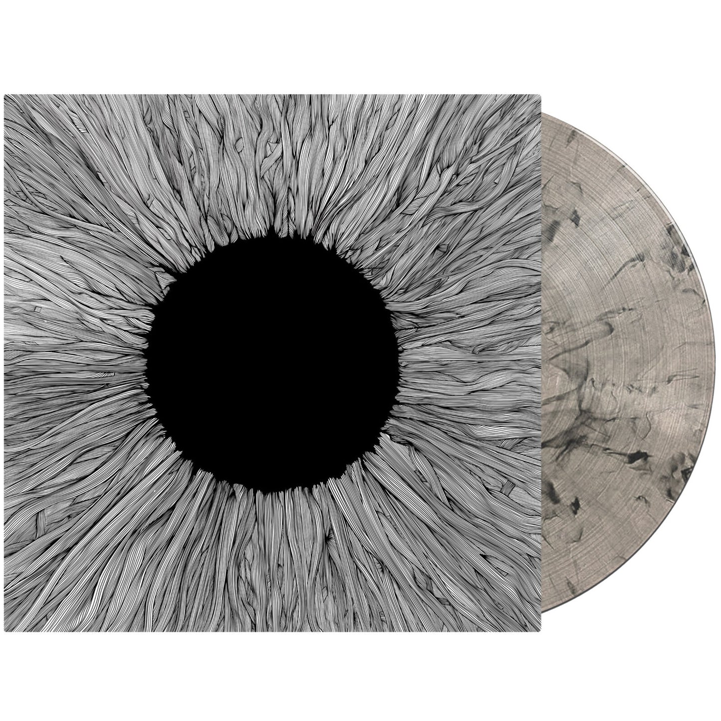 Vola “Witness” vinyl record with abstract eye illustration and marbled disc.
