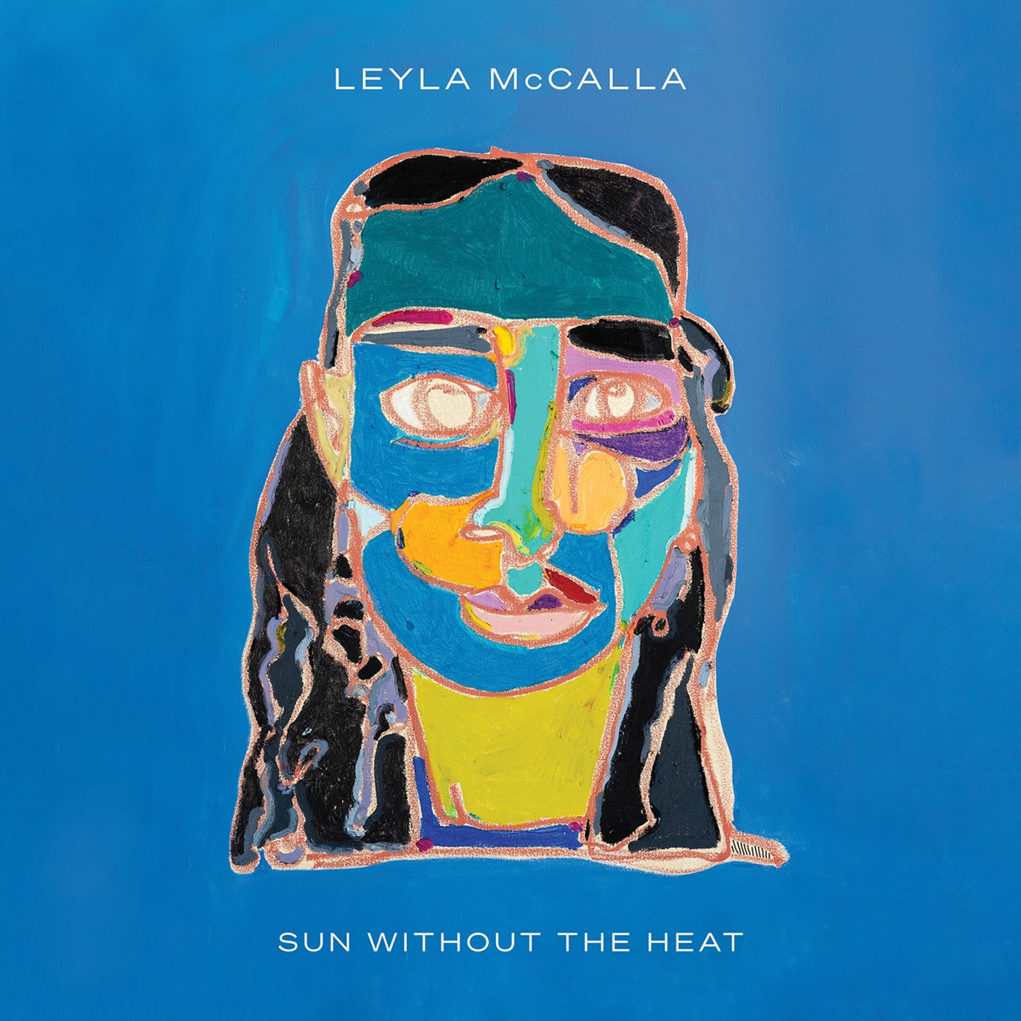 CD cover: colorful, abstract portrait of a face against blue.