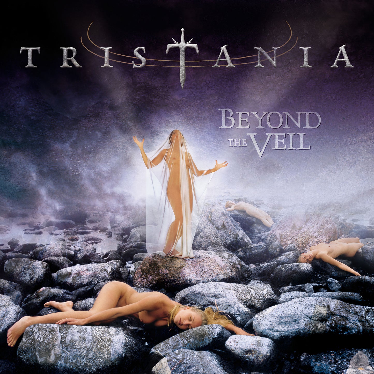 Album cover for Tristania’s “Beyond The Veil” featuring a woman in white.