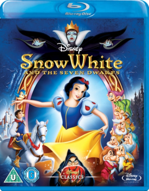 Blu-ray cover art for Snow White and the Seven Dwarfs featuring the main characters.