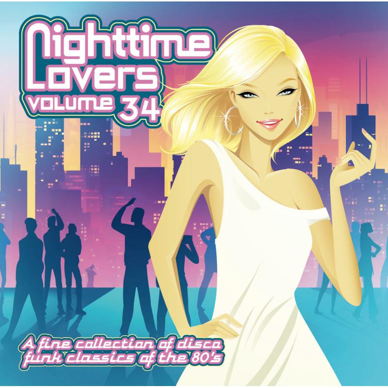CD cover: blonde woman, city skyline, silhouettes of dancing people.