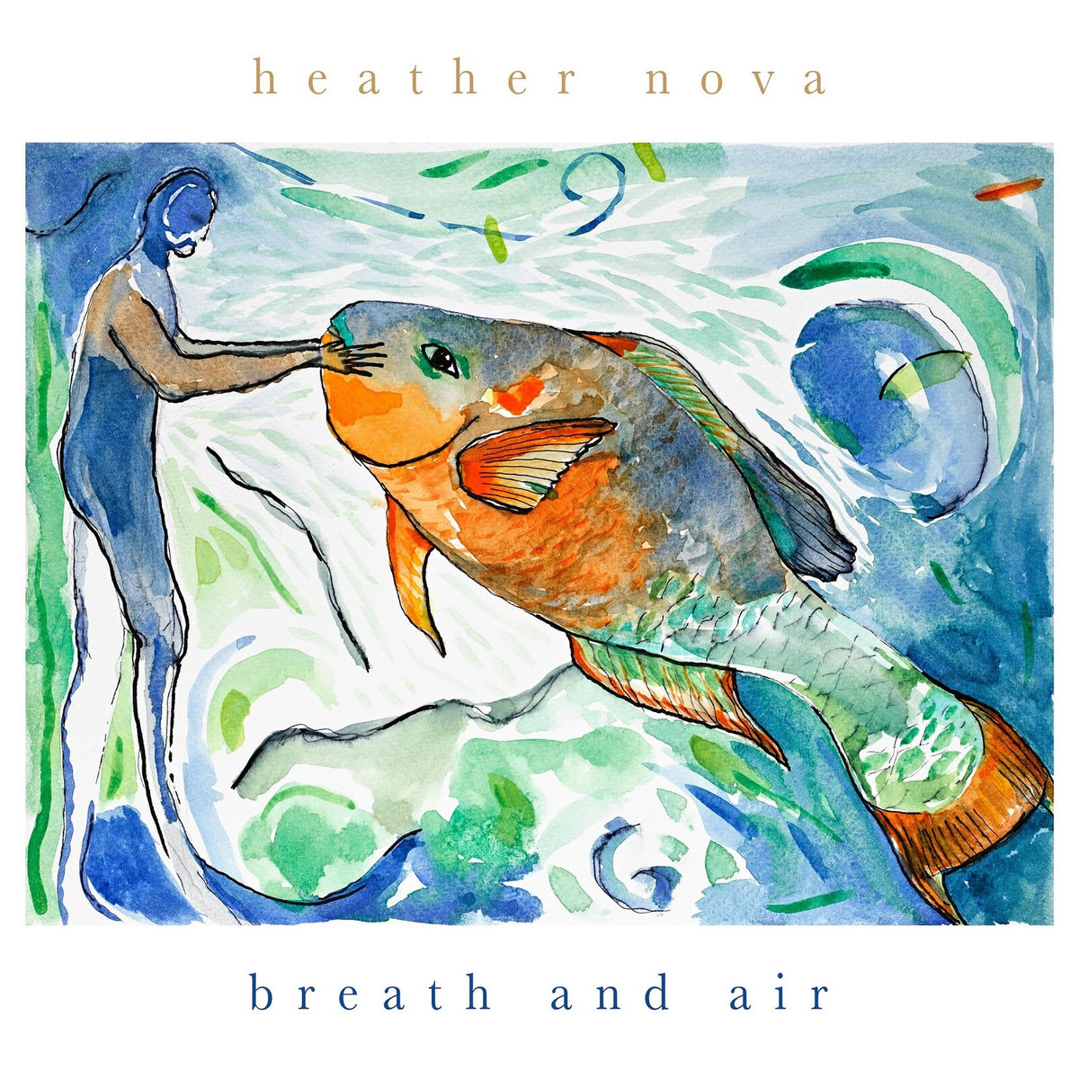 Watercolor album cover featuring a person and a large orange fish.