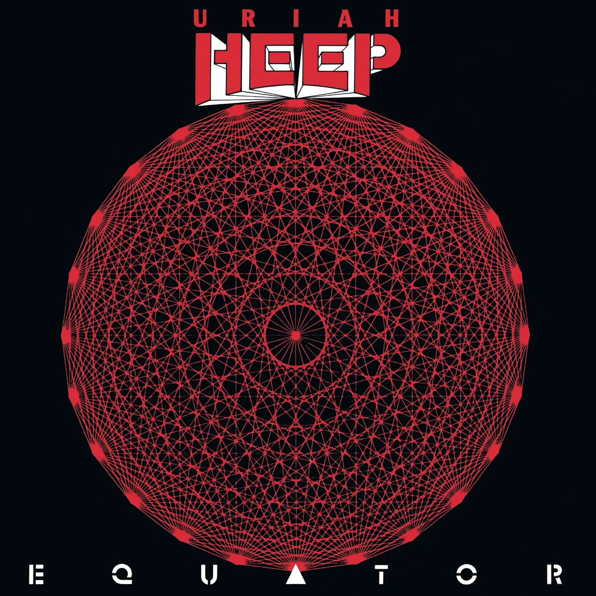 Uriah Heep “Equator” vinyl album cover with red geometric design.