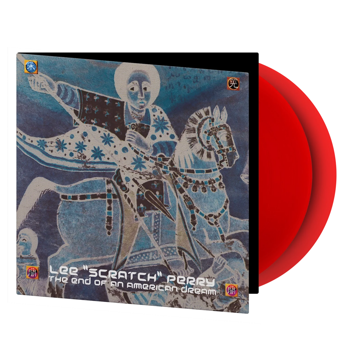 Lee "Scratch" Perry vinyl record with painted cover and red edges.