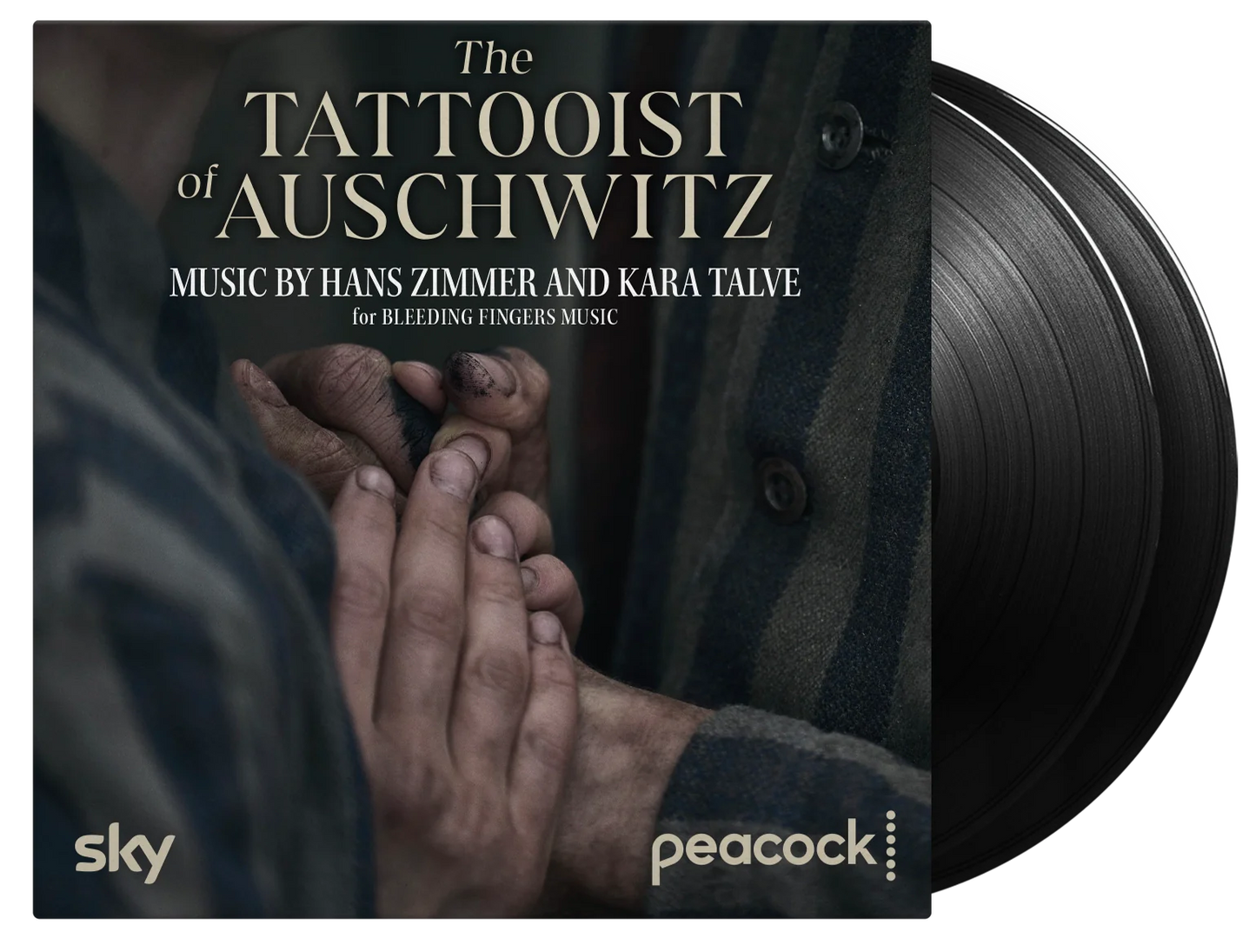 “Tattooist of Auschwitz” vinyl record with praying hands on the cover.