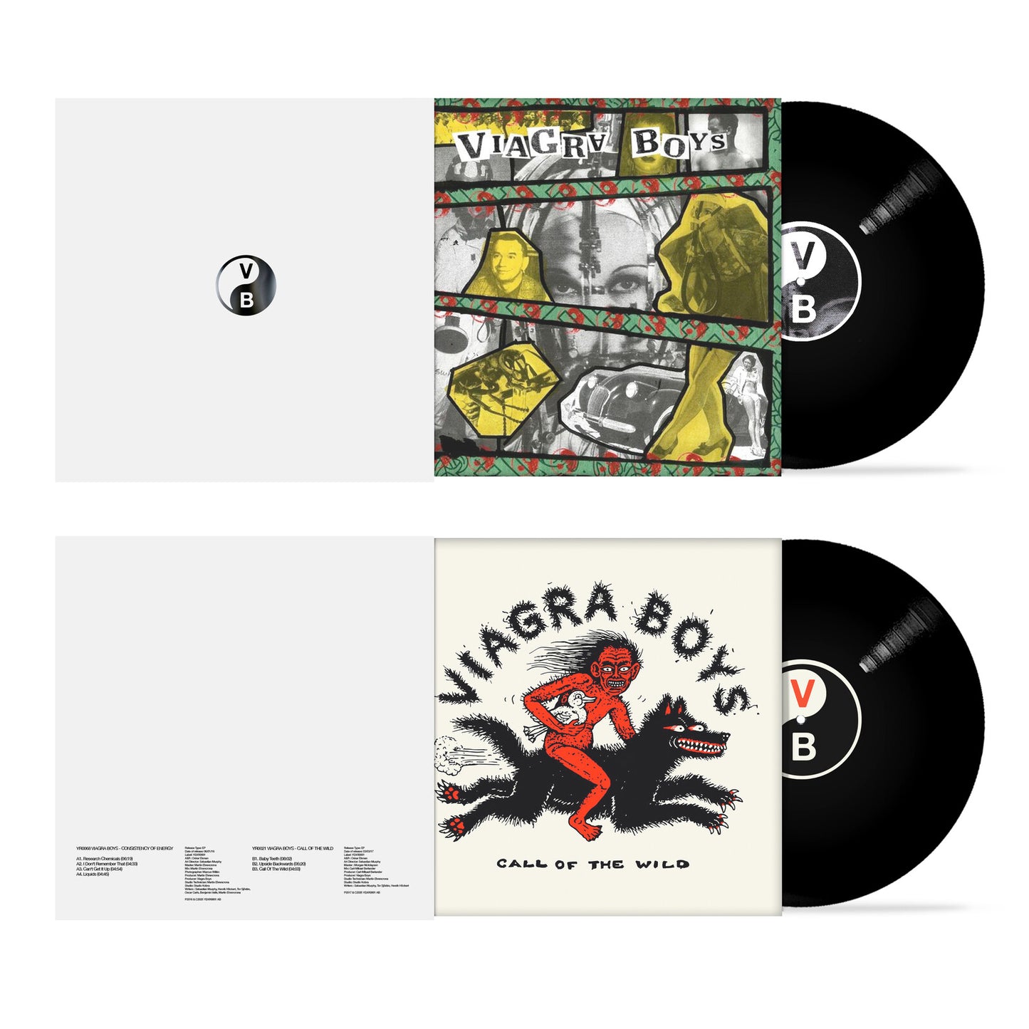 Viagra Boys vinyl record with colorful, surrealist cover art and band logo.