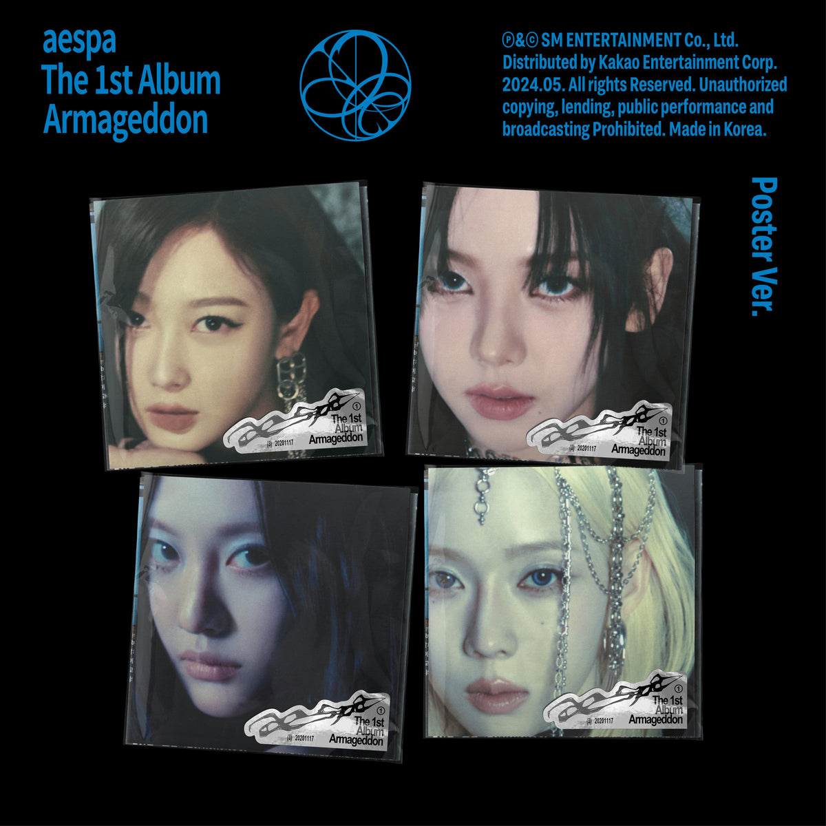 Aespa album "Armageddon" poster version with four member portraits.