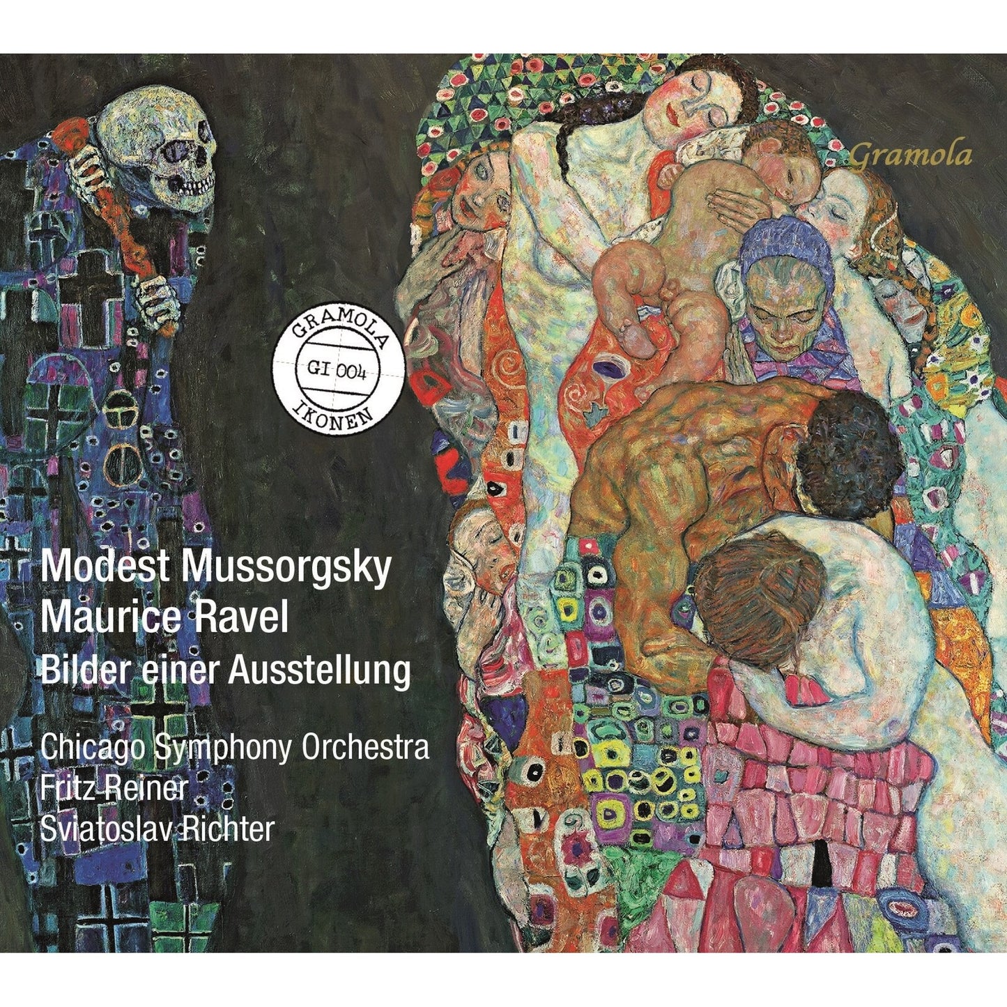 CD cover for "Bilder einer Ausstellung" featuring colorful, surreal artwork.
