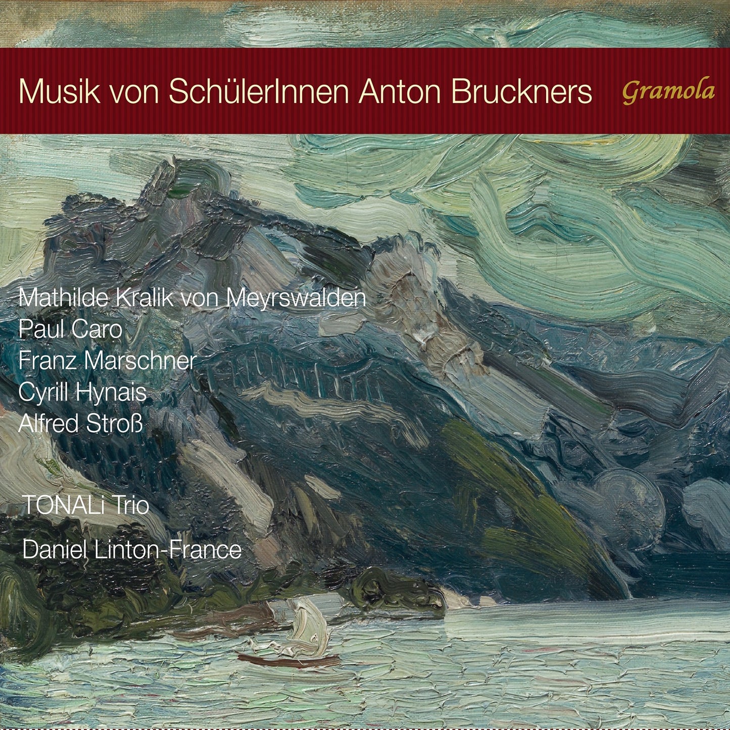 CD cover with an impressionistic painting of mountains and water.