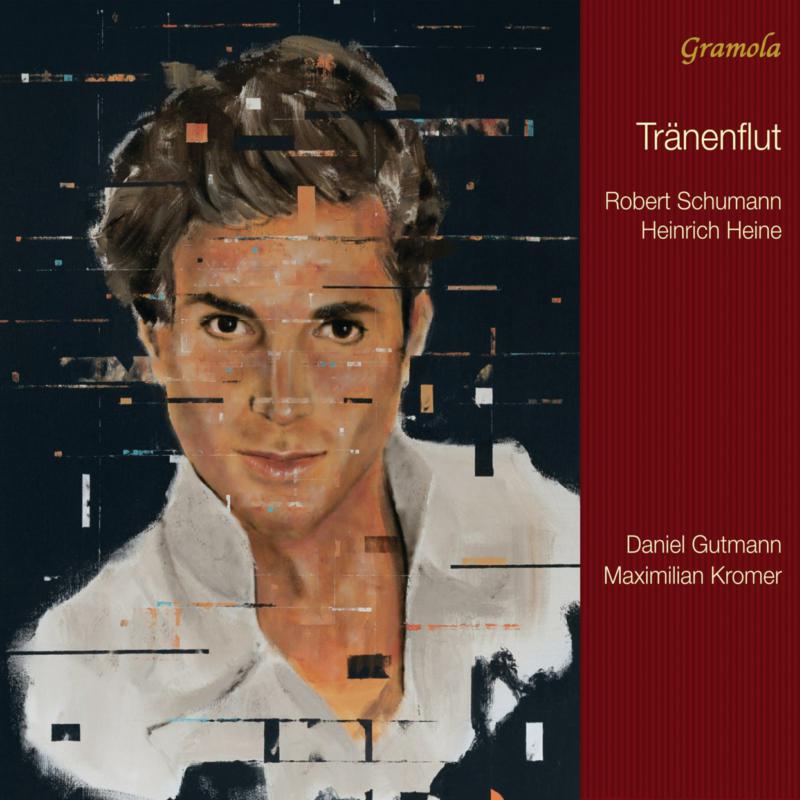 CD cover featuring a portrait of Robert Schumann with abstract red elements.