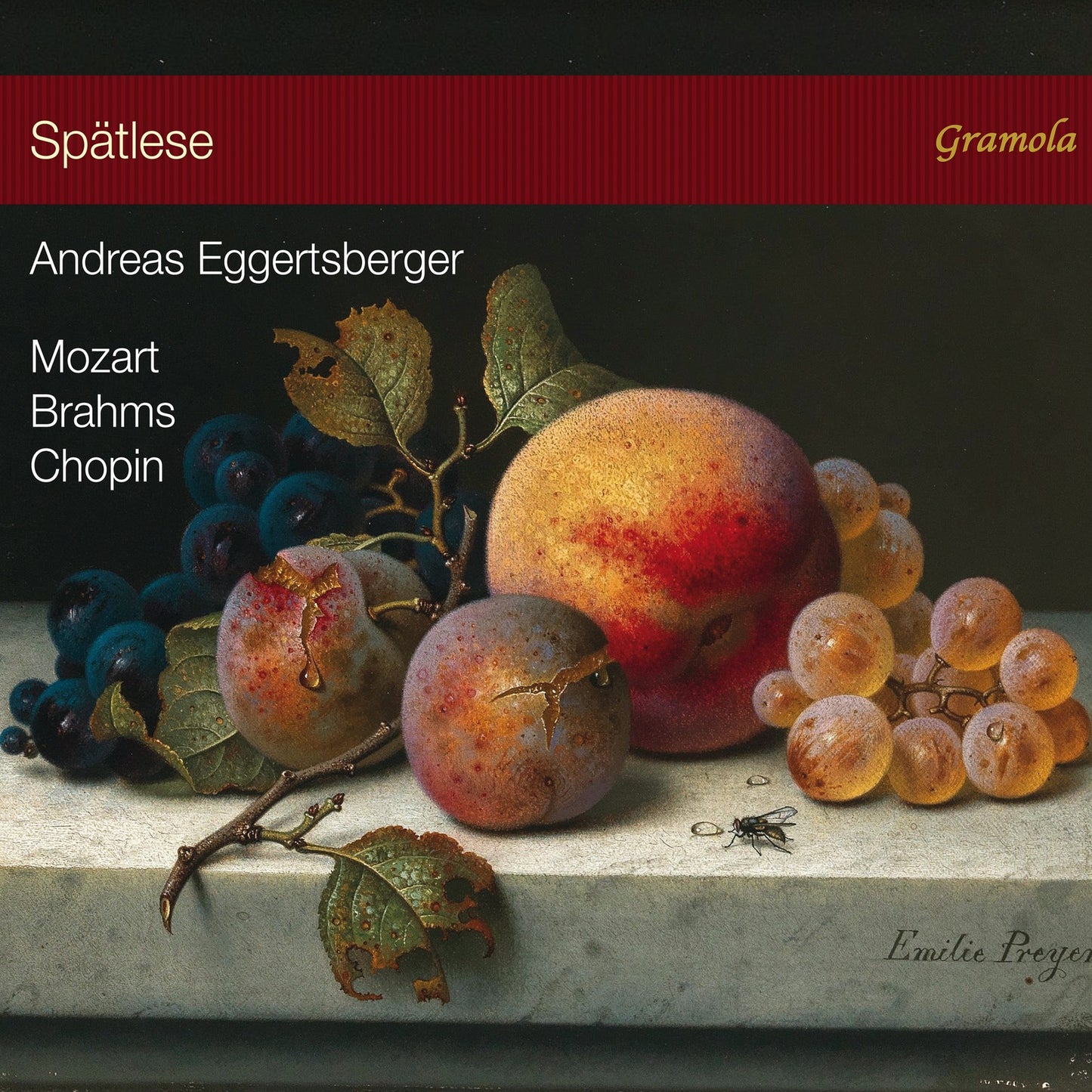 CD cover: fruit still life with text "Andreas Eggertsberger - Late Harvest".