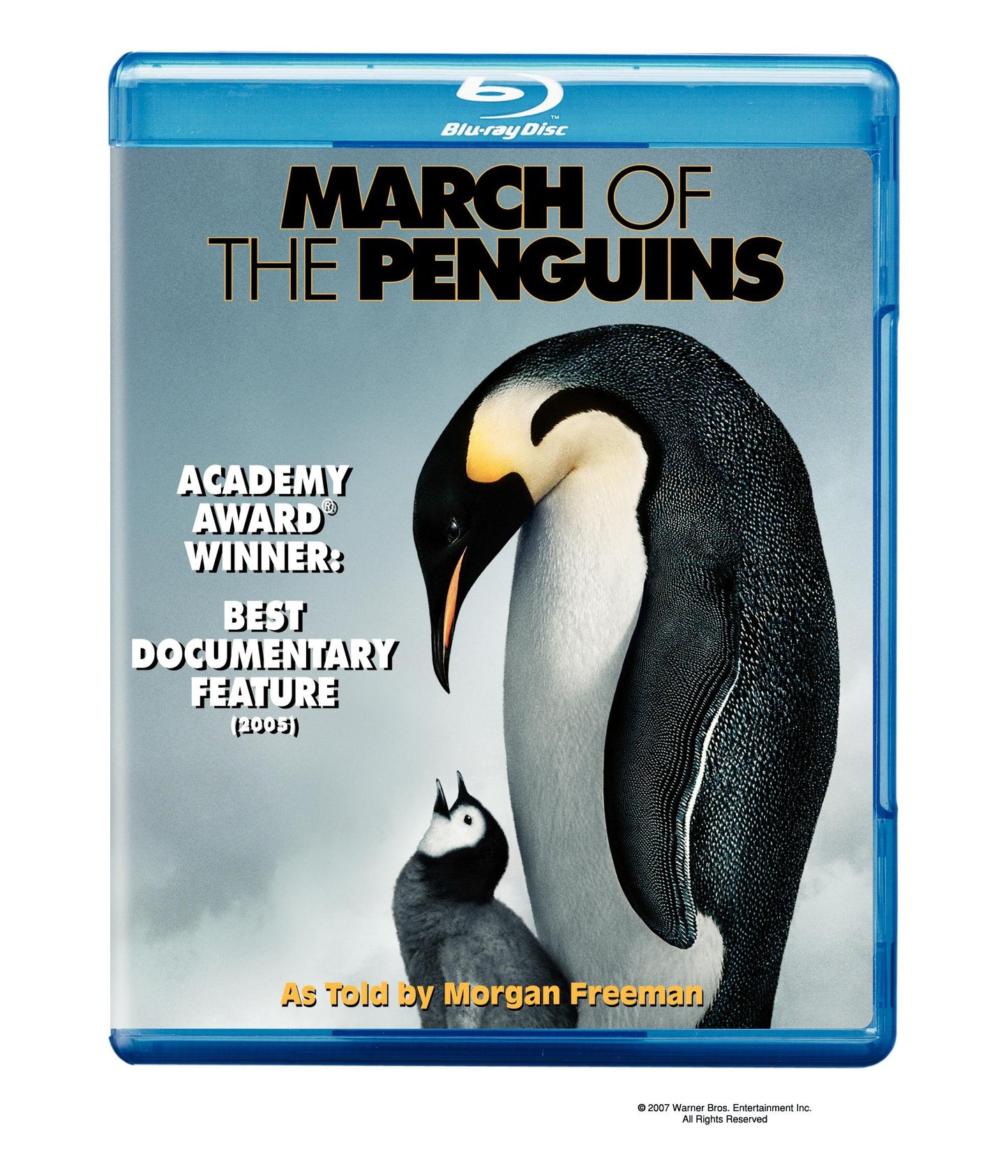 “March of the Penguins” Blu-ray cover with a penguin silhouette.