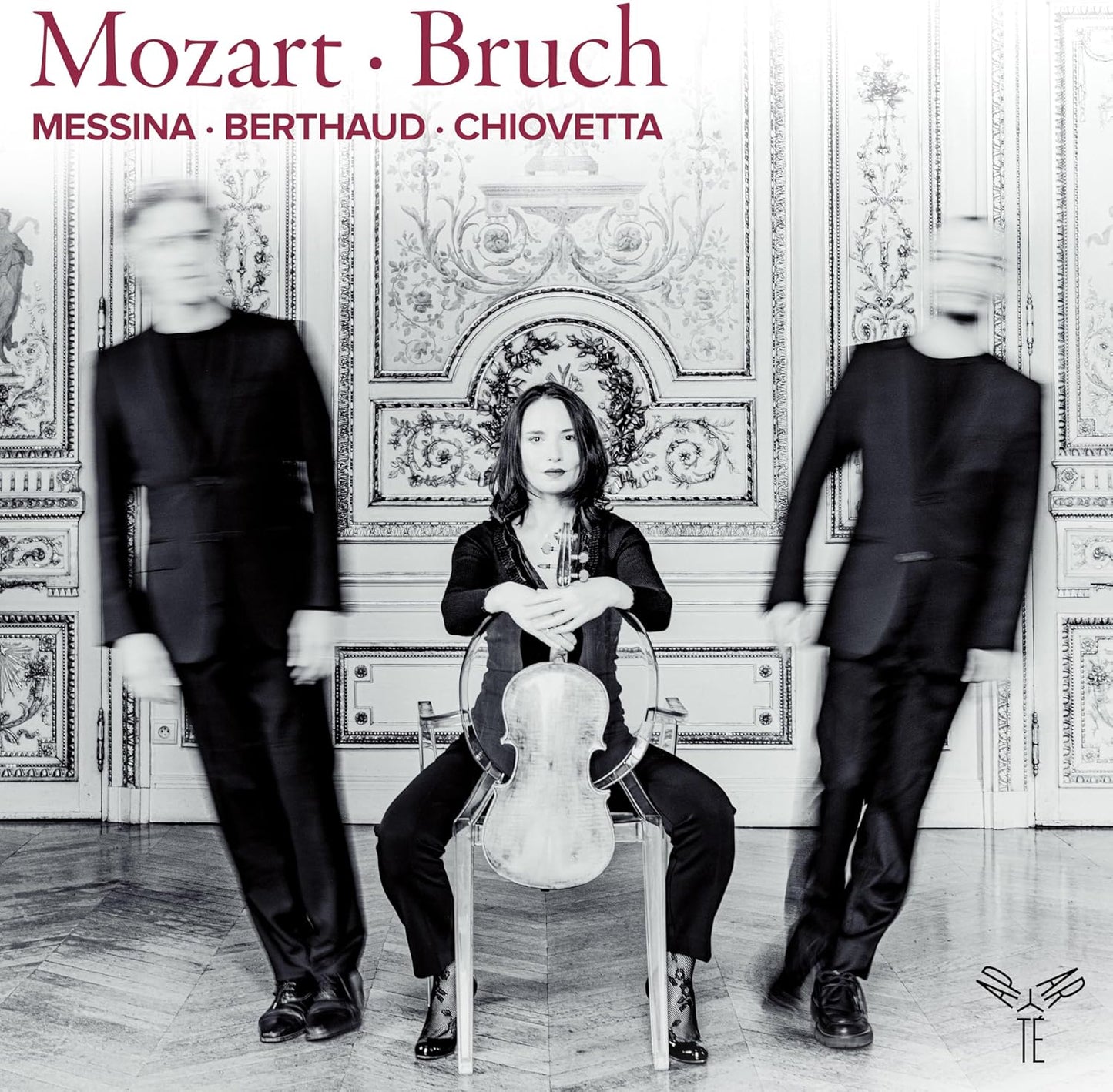 CD cover featuring a cellist in a baroque-style room with blurred figures.