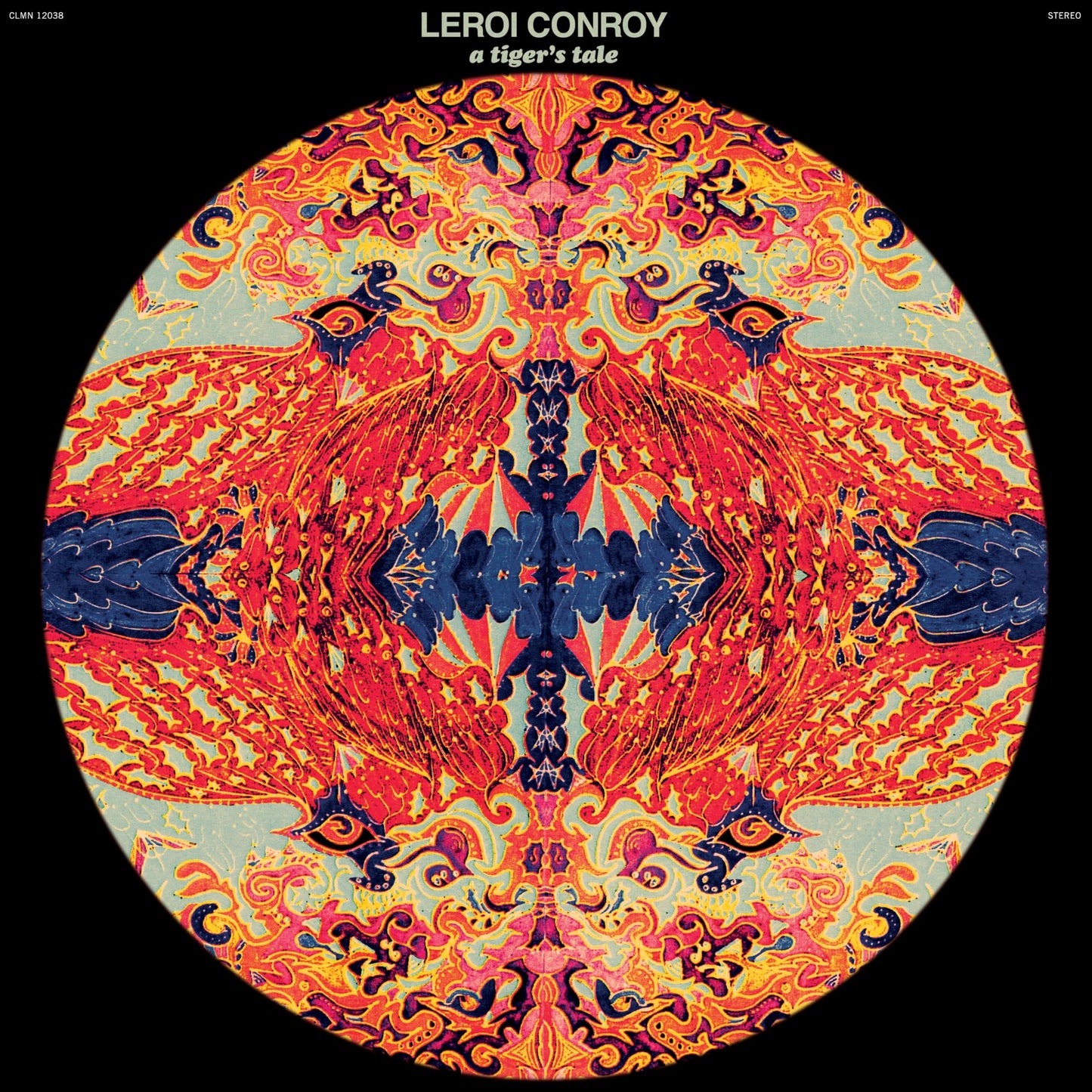 Leroi Conroy album cover: psychedelic tiger illustration in circular design.