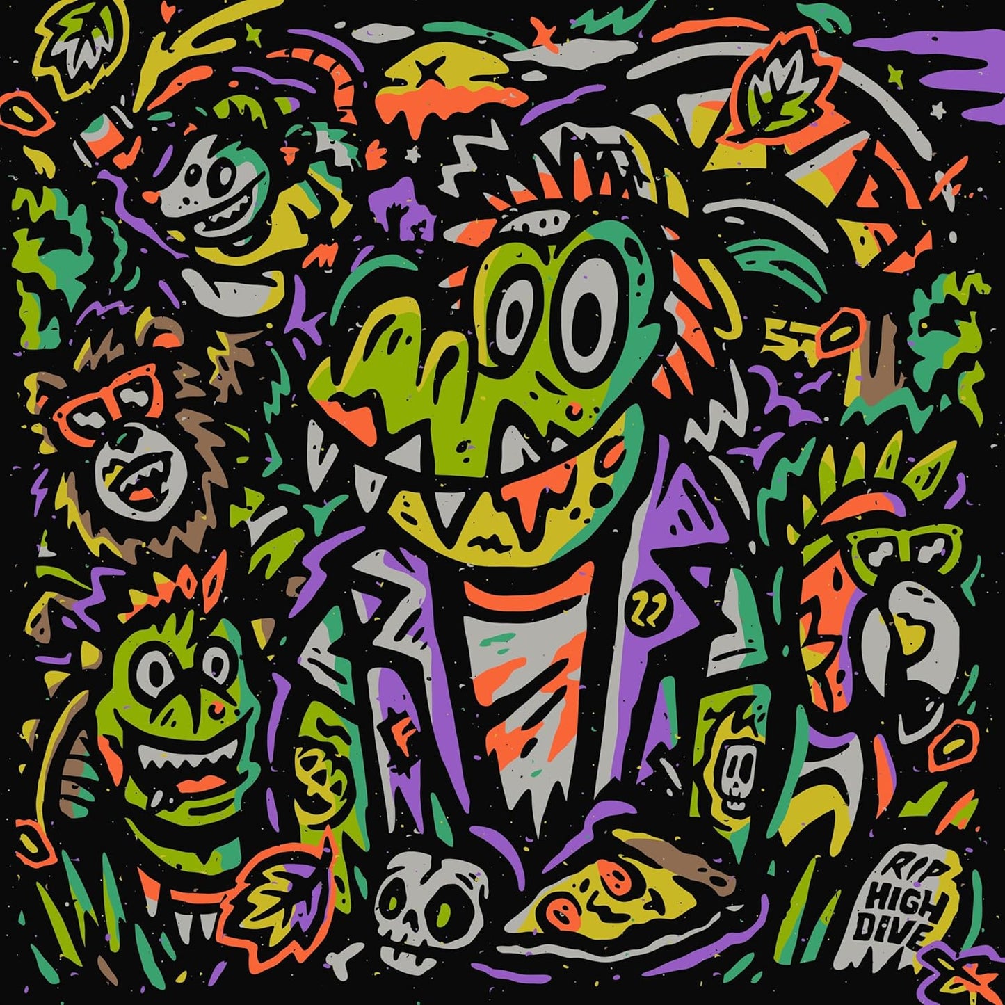 Colorful, cartoonish album cover with abstract faces and the number 22.
