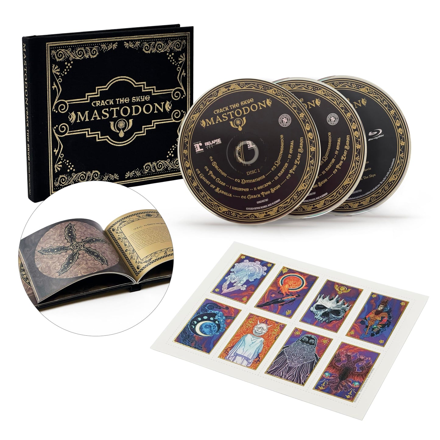 Mastodon’s “Crack The Skye” Blu-ray with booklet, discs, and artwork.