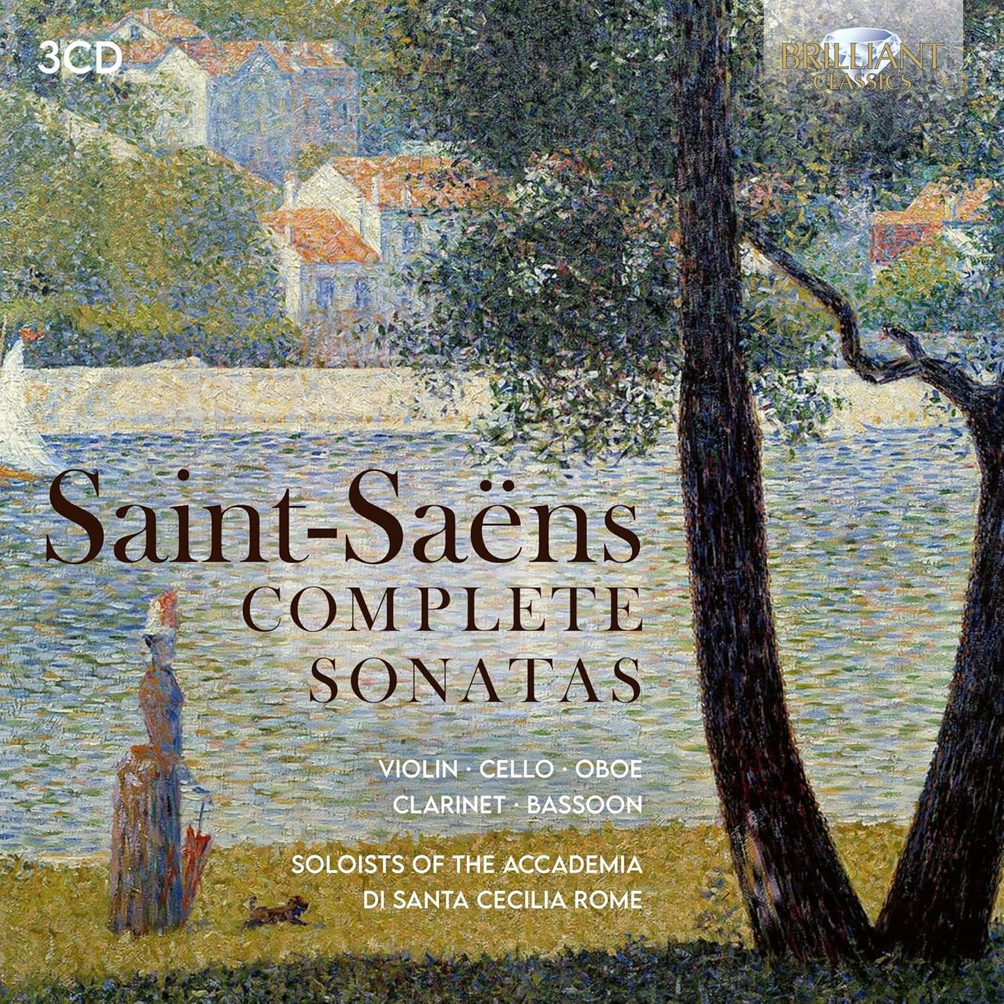 CD cover for Saint-Saëns Complete Sonatas, featuring impressionistic landscape.