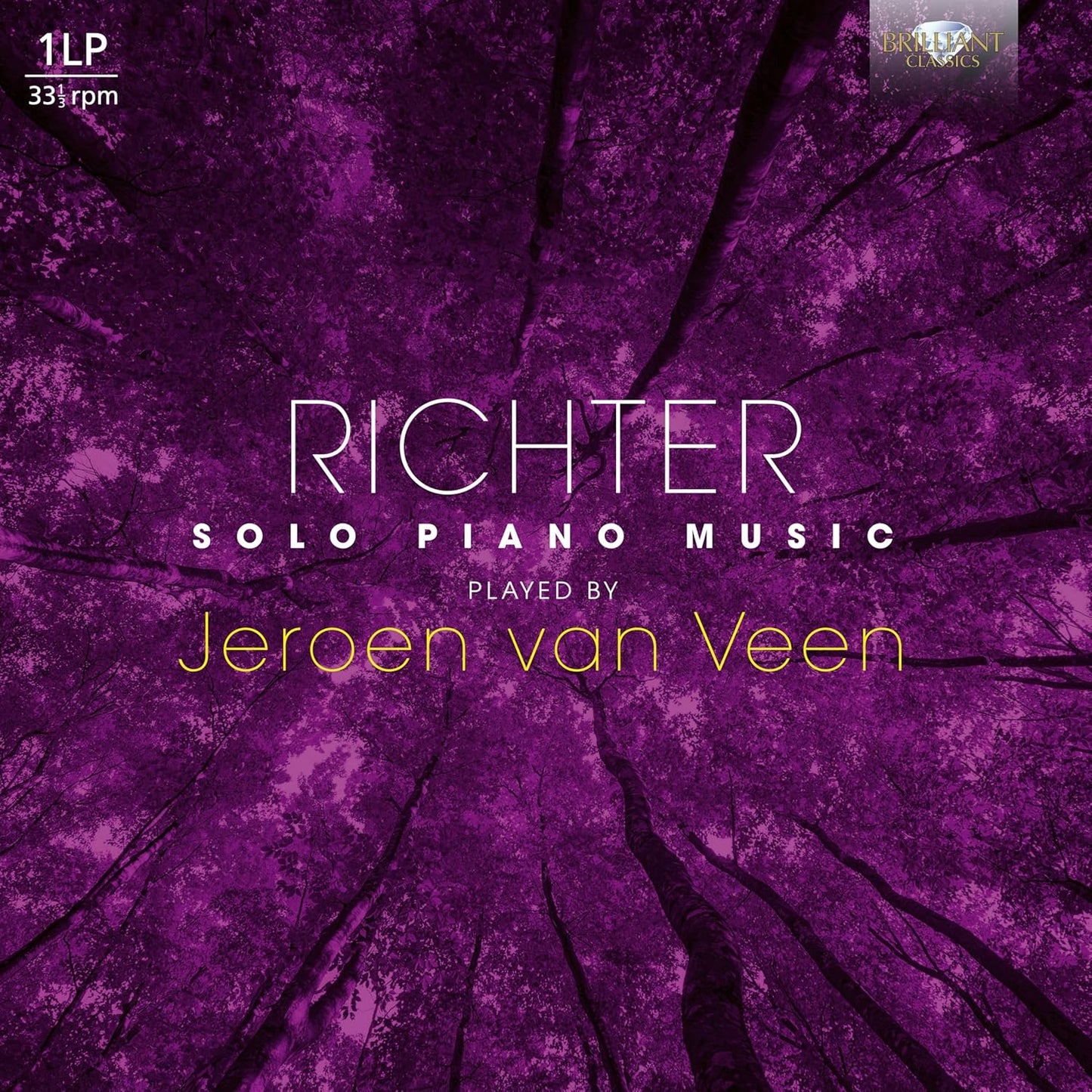 Vinyl cover showing purple forest canopy from below with white and yellow text overlay.