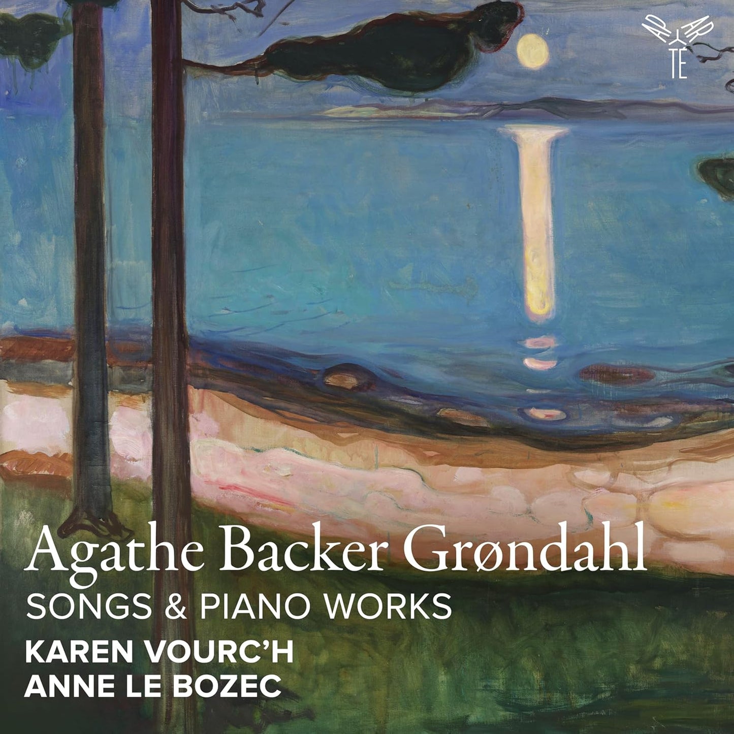 CD cover with abstract blue and brown landscape painting, text details composers and artists.