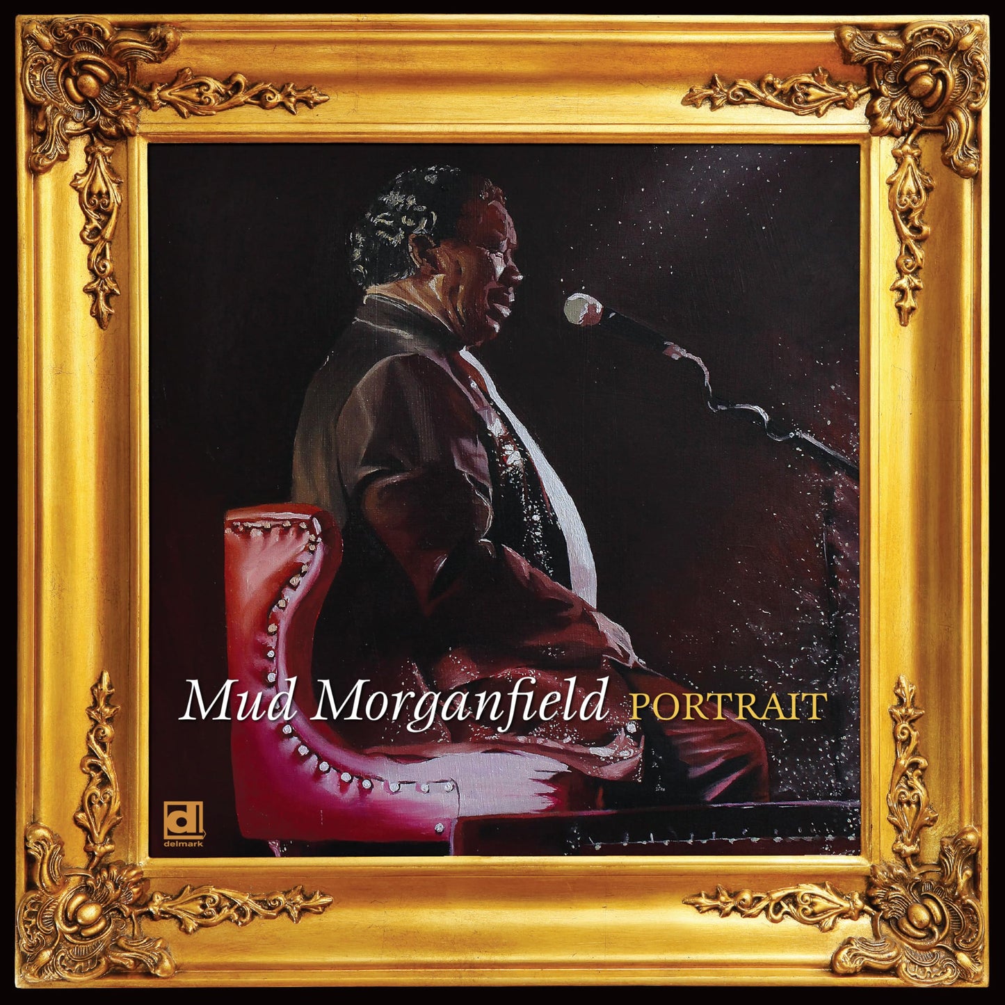 Mud Morganfield portrait in ornate gold frame, CD cover art.