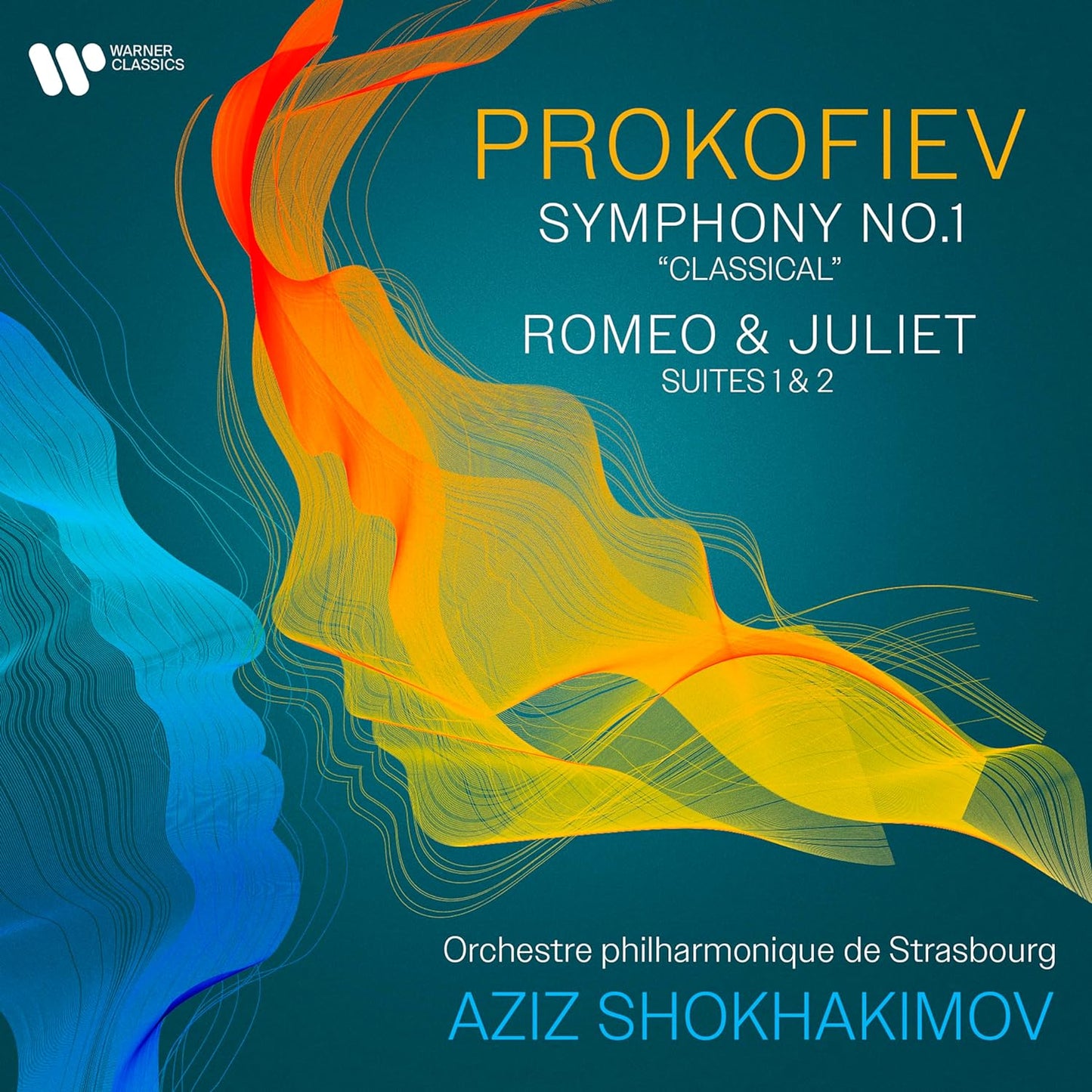 CD cover for Prokofiev’s Symphony No. 1, with abstract gold lines.