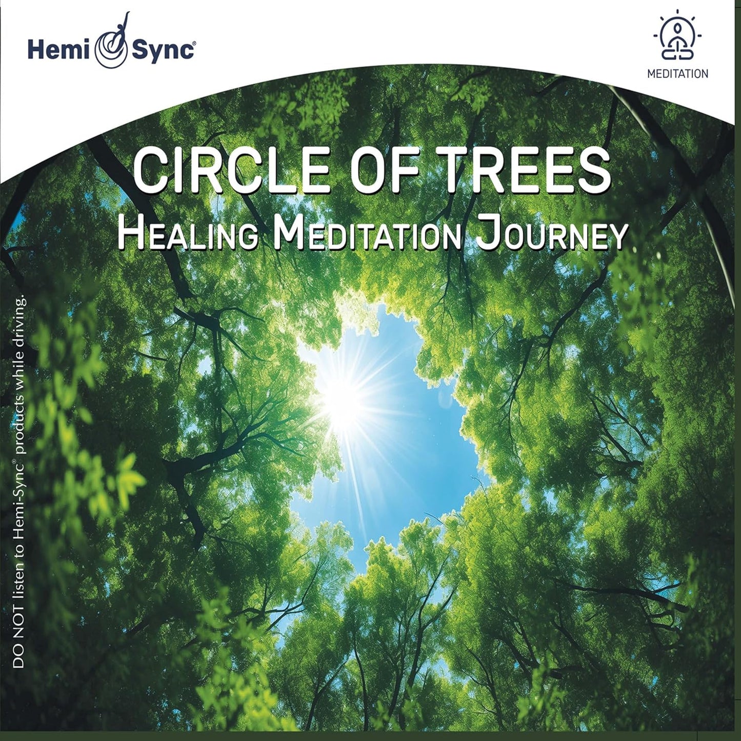 CD case with nature imagery, likely trees, and text indicating a meditation journey.