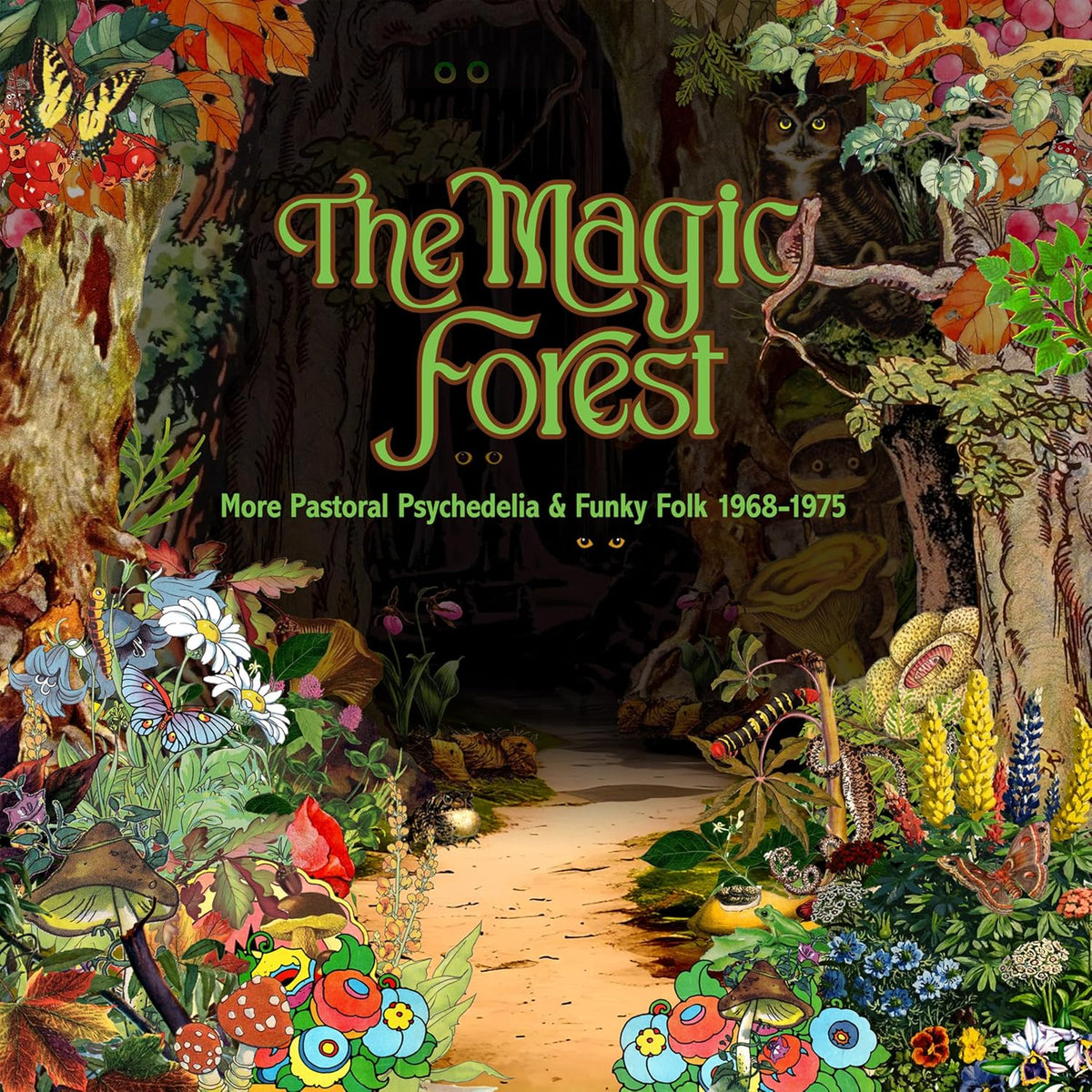 CD cover: colorful, whimsical forest scene with glowing text, "The Magic Forest".