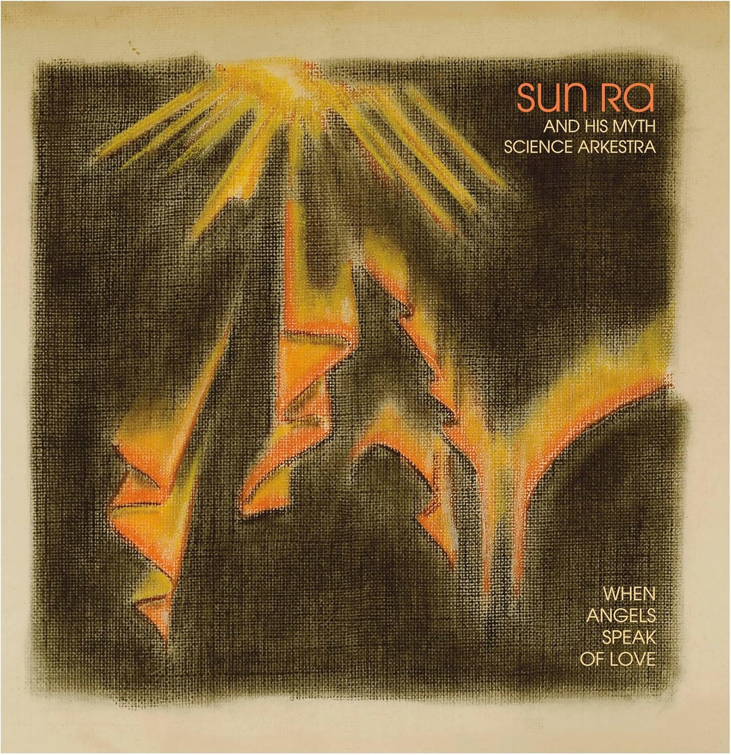 Album cover for Sun Ra, featuring abstract golden shapes on textured brown.