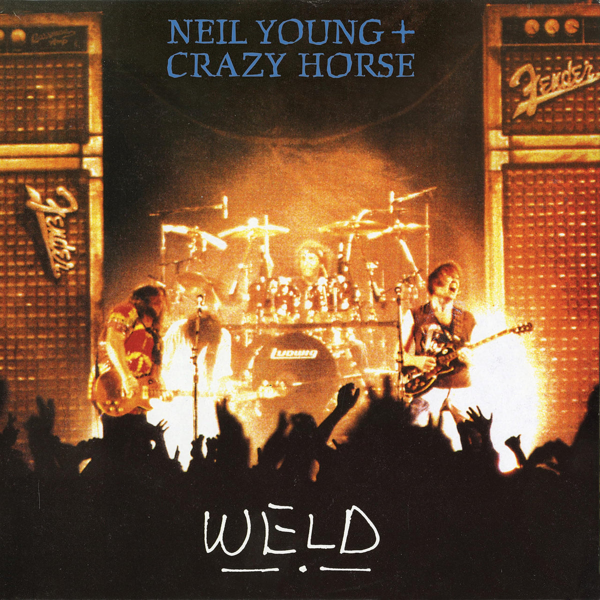 Neil Young & Crazy Horse "Weld" CD cover, concert stage with raised hands.