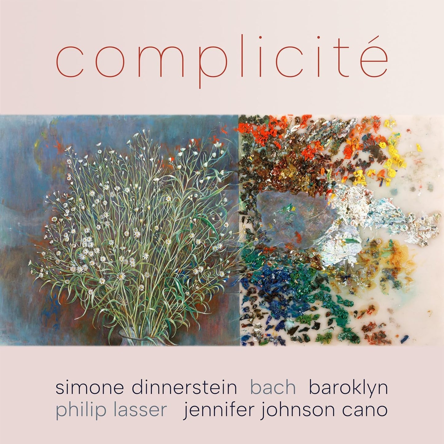 CD cover with divided abstract floral painting and text details.