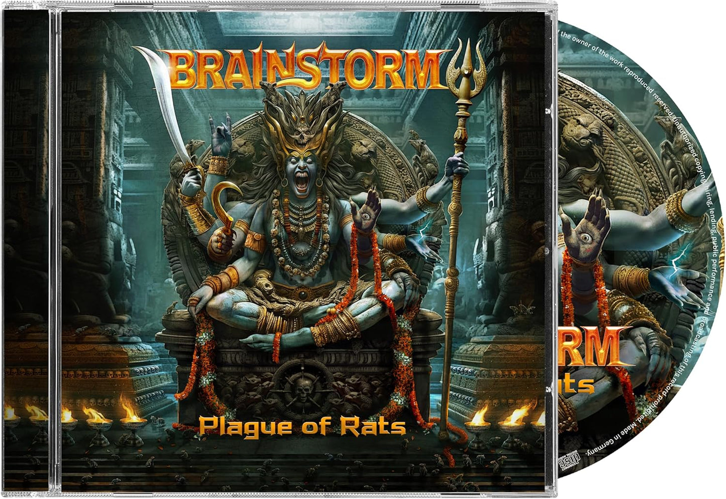 CD cover: Brainstorm album "Plague Of Rats" with a deity and rats.
