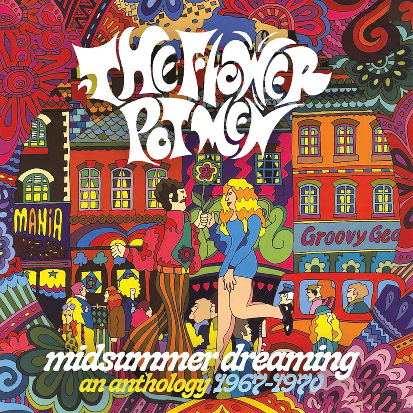 CD cover art featuring the Flower Pot Men characters against a dreamy midsummer landscape.