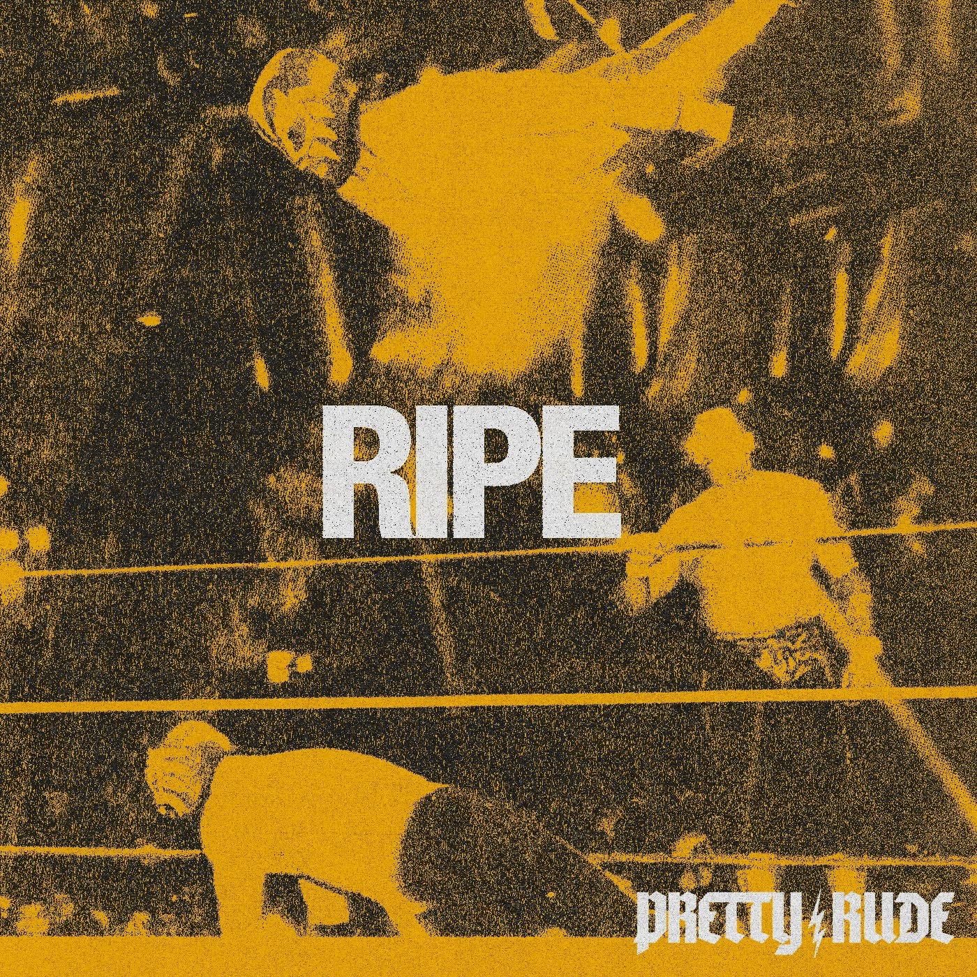 Yellow vinyl record cover with silhouetted figures and the word "RIPE".