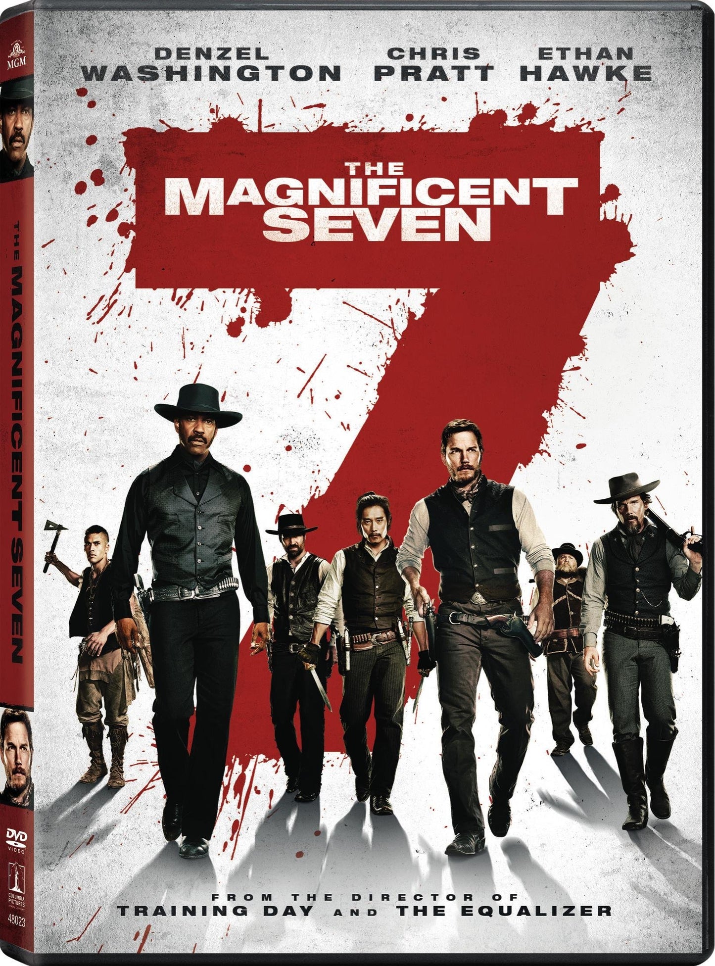 DVD cover for "The Magnificent Seven" featuring seven armed cowboys.