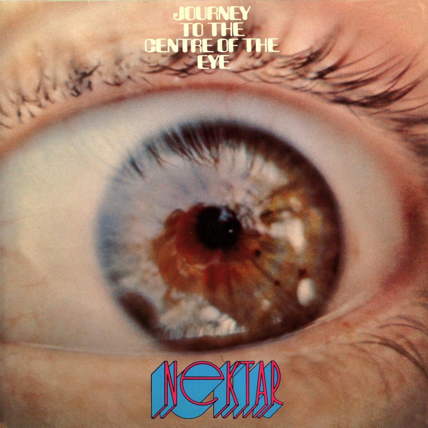 Close-up of a human eye with album title and band name below.