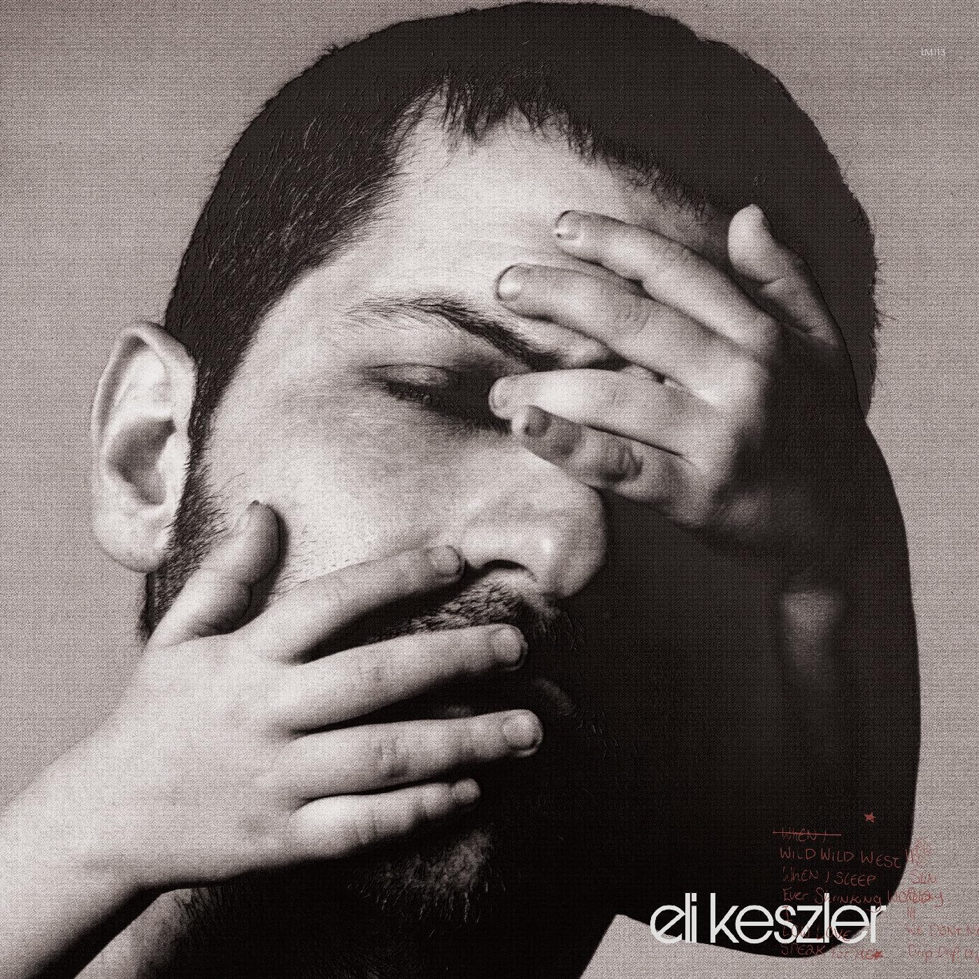 CD cover: black and white portrait of a man with hands covering face.