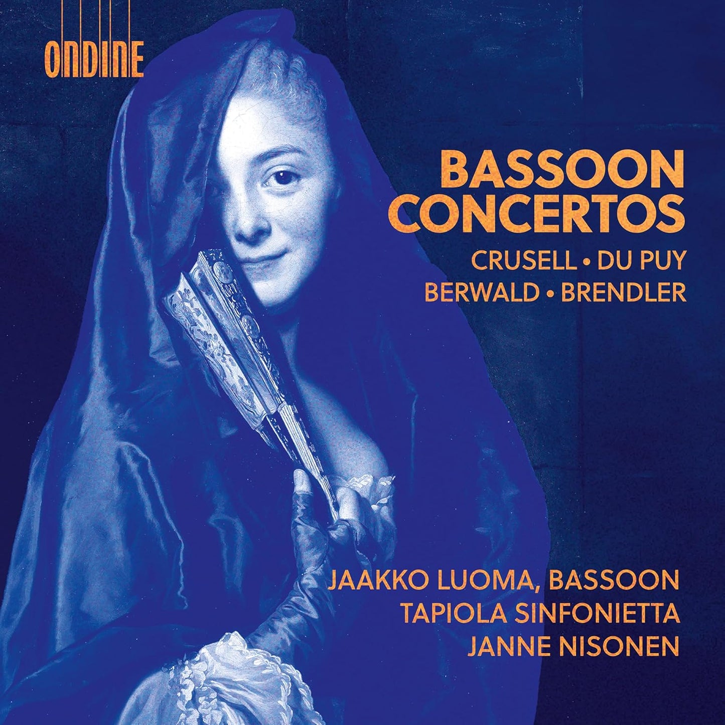 CD cover featuring a portrait of a man with a bassoon, titled “Bassoon Concertos”.