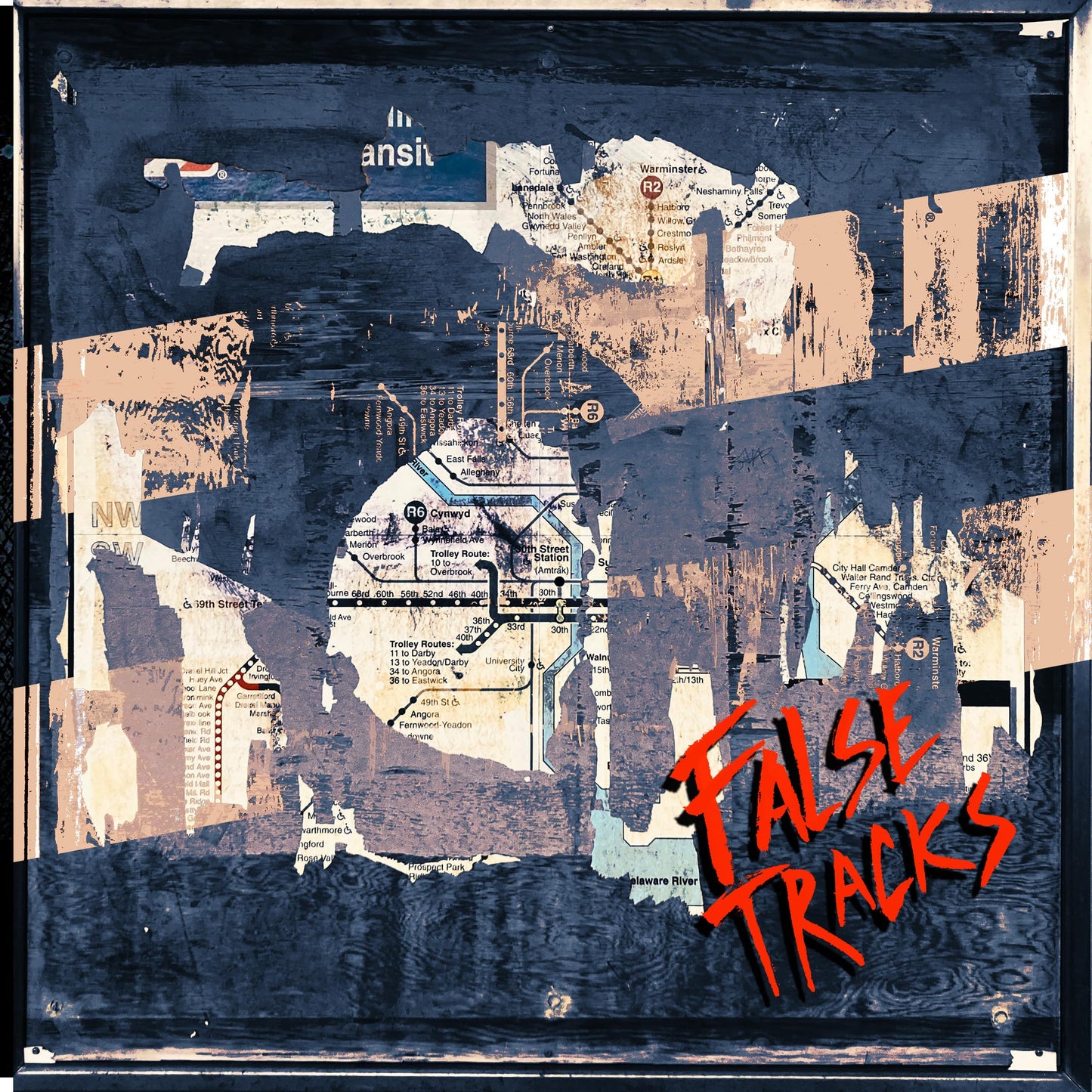 Vinyl record cover for False Tracks’ “Hymn for Terror,” collage style.