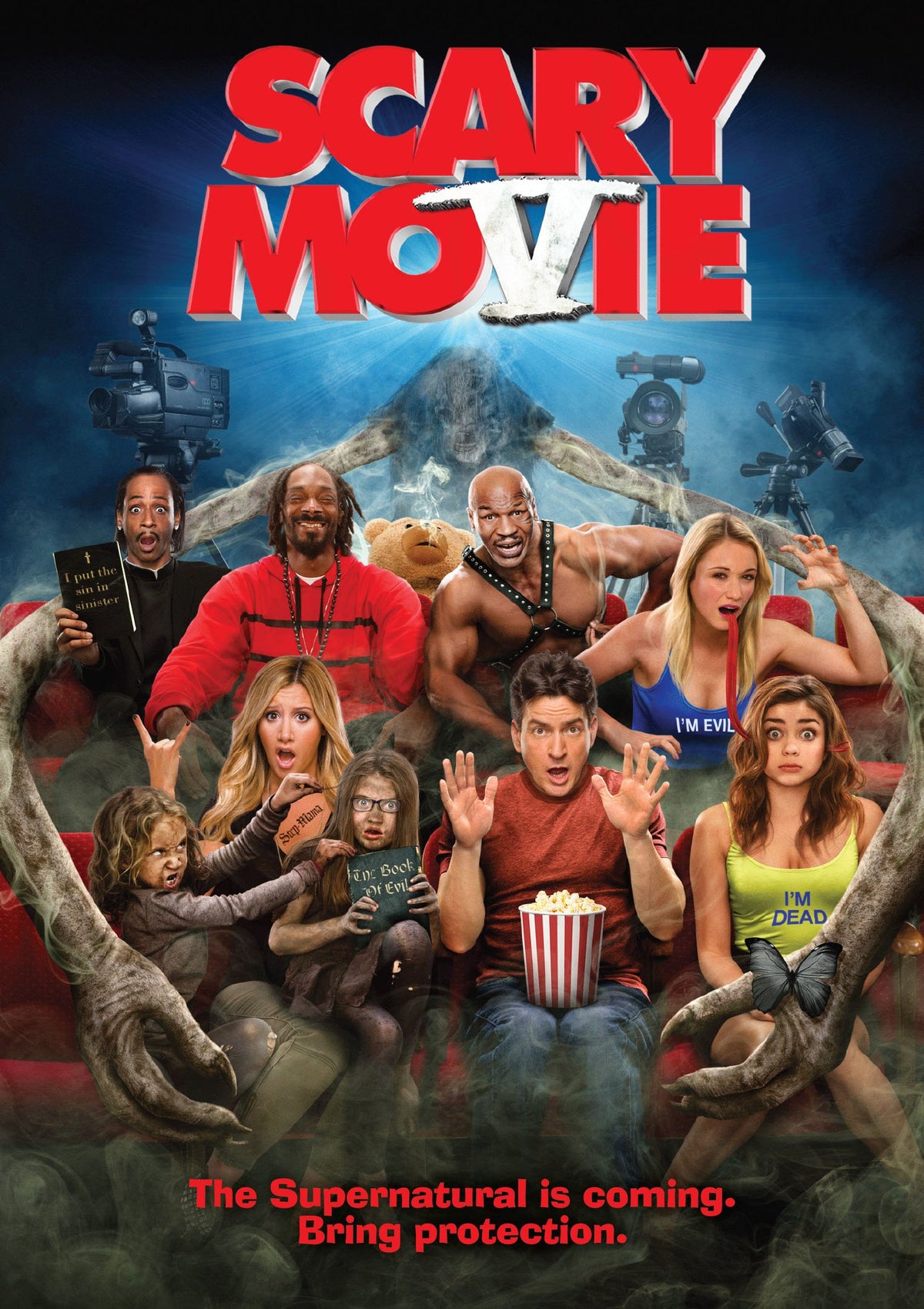Scary Movie 5" DVD cover featuring a group of actors in a comedic horror scene.