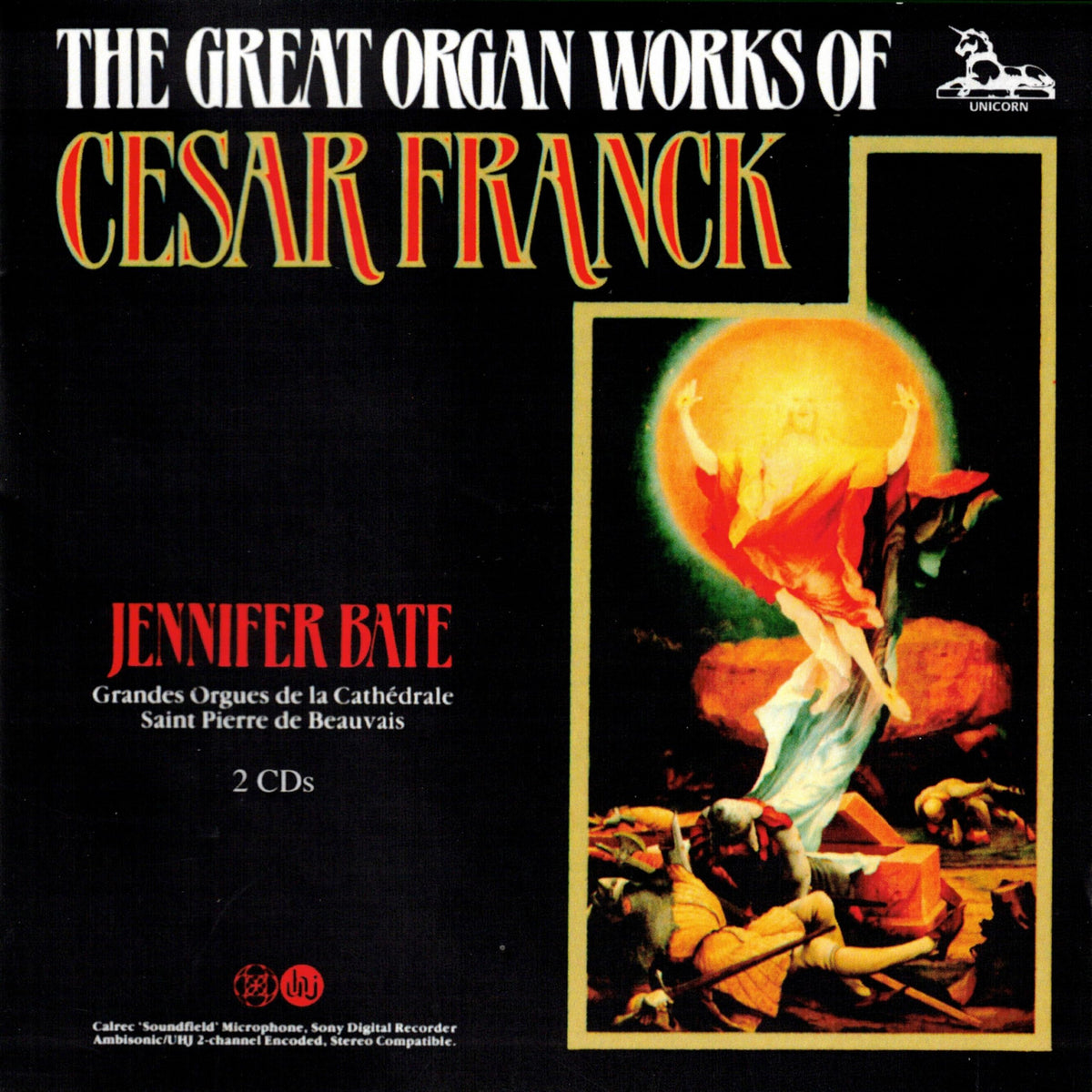 CD cover for Jennifer Bate’s “Great Organ Works of Franck” featuring a cathedral interior.