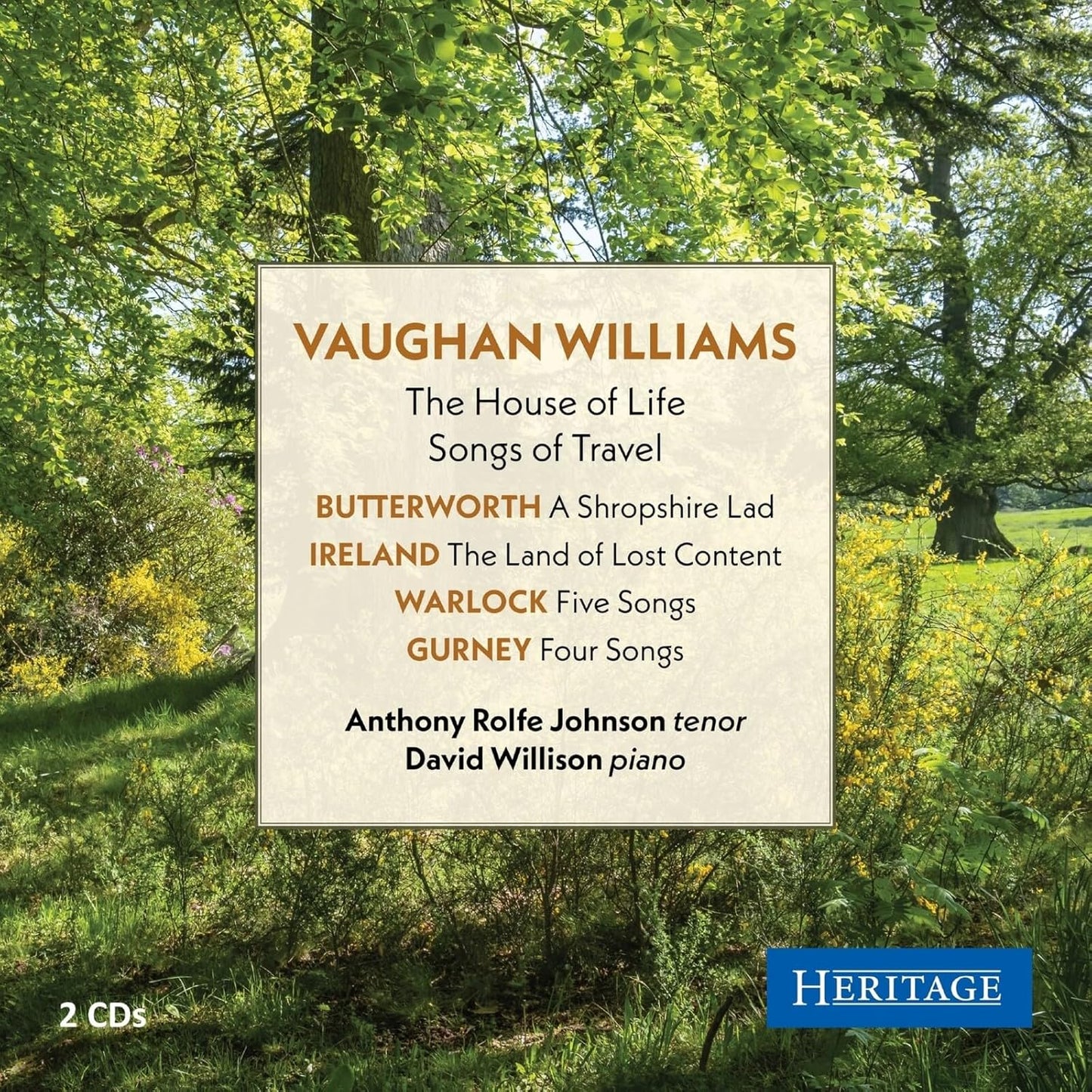 CD cover for Vaughan Williams & Butterworth songs, featuring a green landscape.