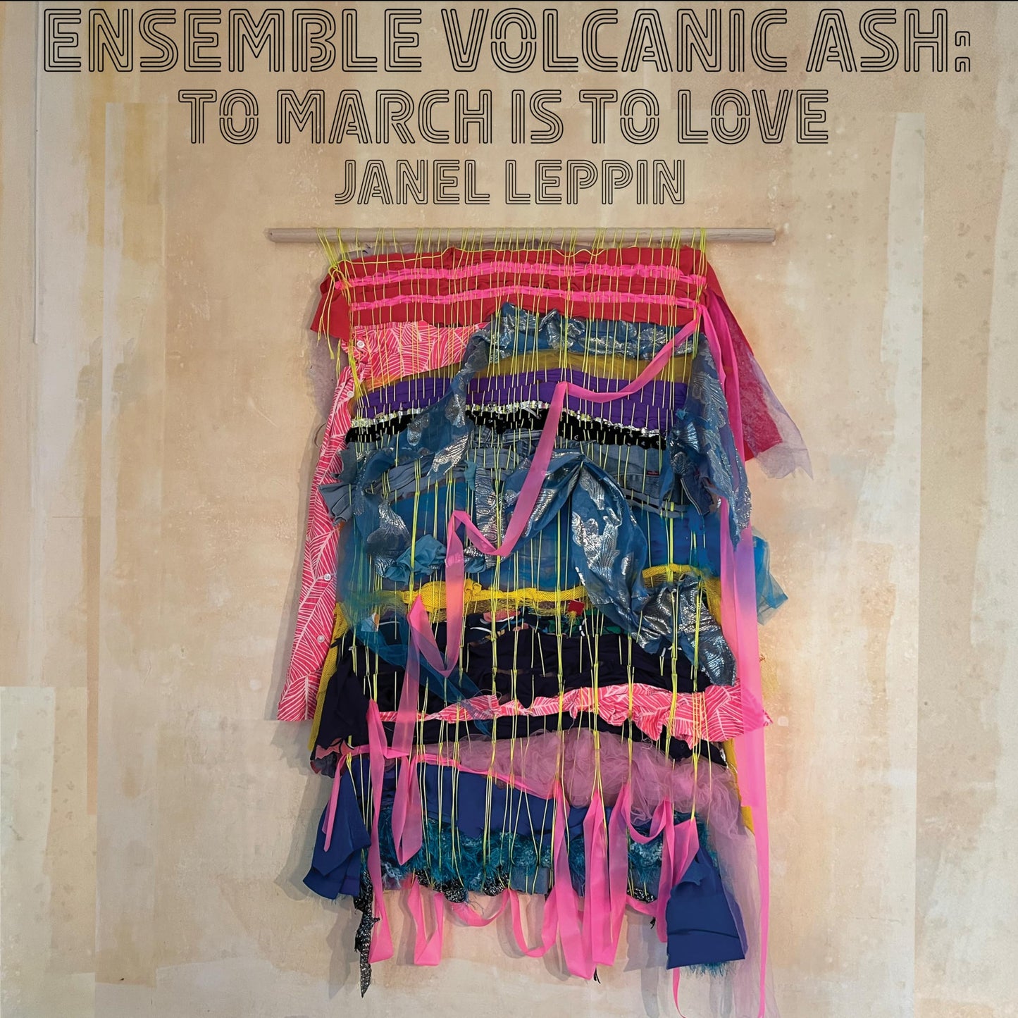 CD cover with abstract textile art in pink, blue, and silver tones.