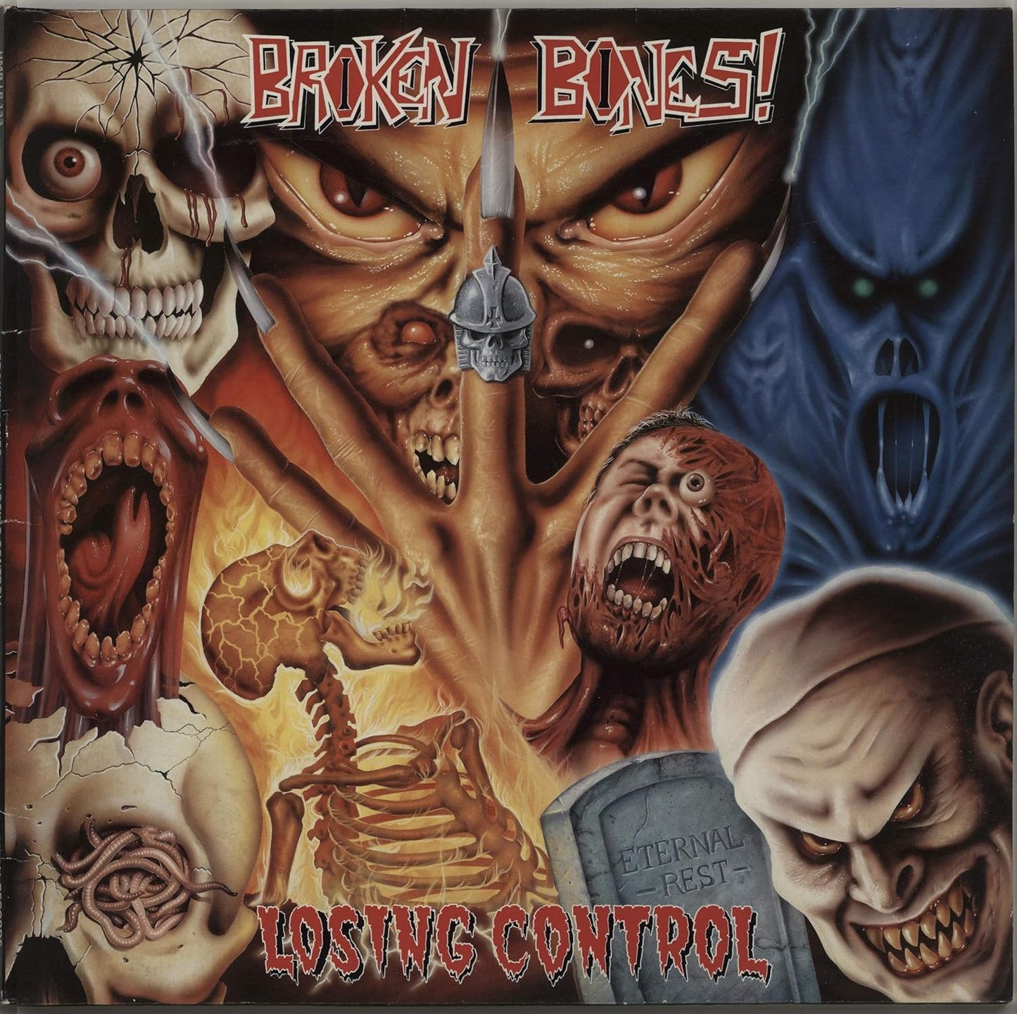 Album cover for "Broken Bones - Losing Control" featuring grotesque, illustrated faces.