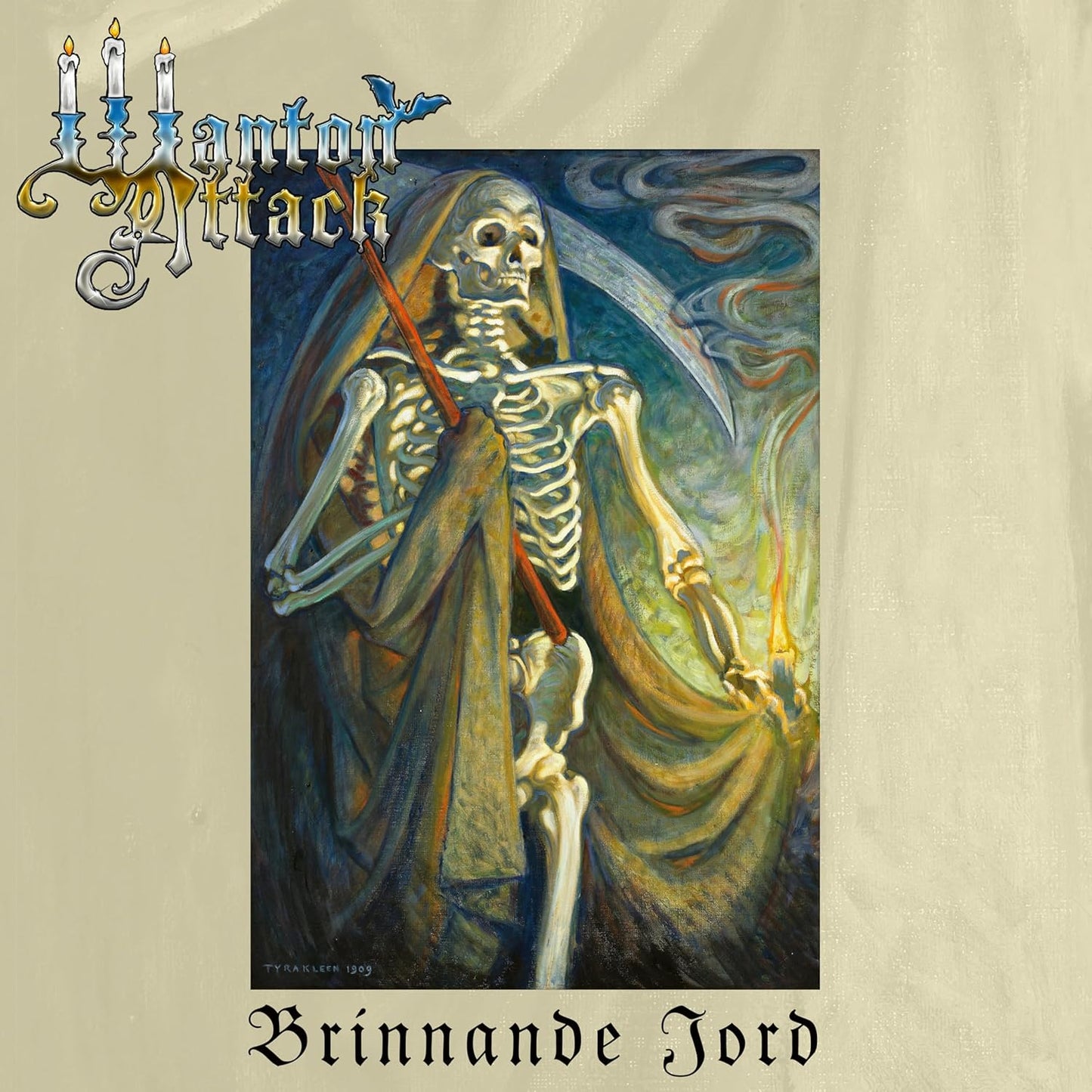 Vinyl album cover depicting a skeletal Grim Reaper with a fiery background.