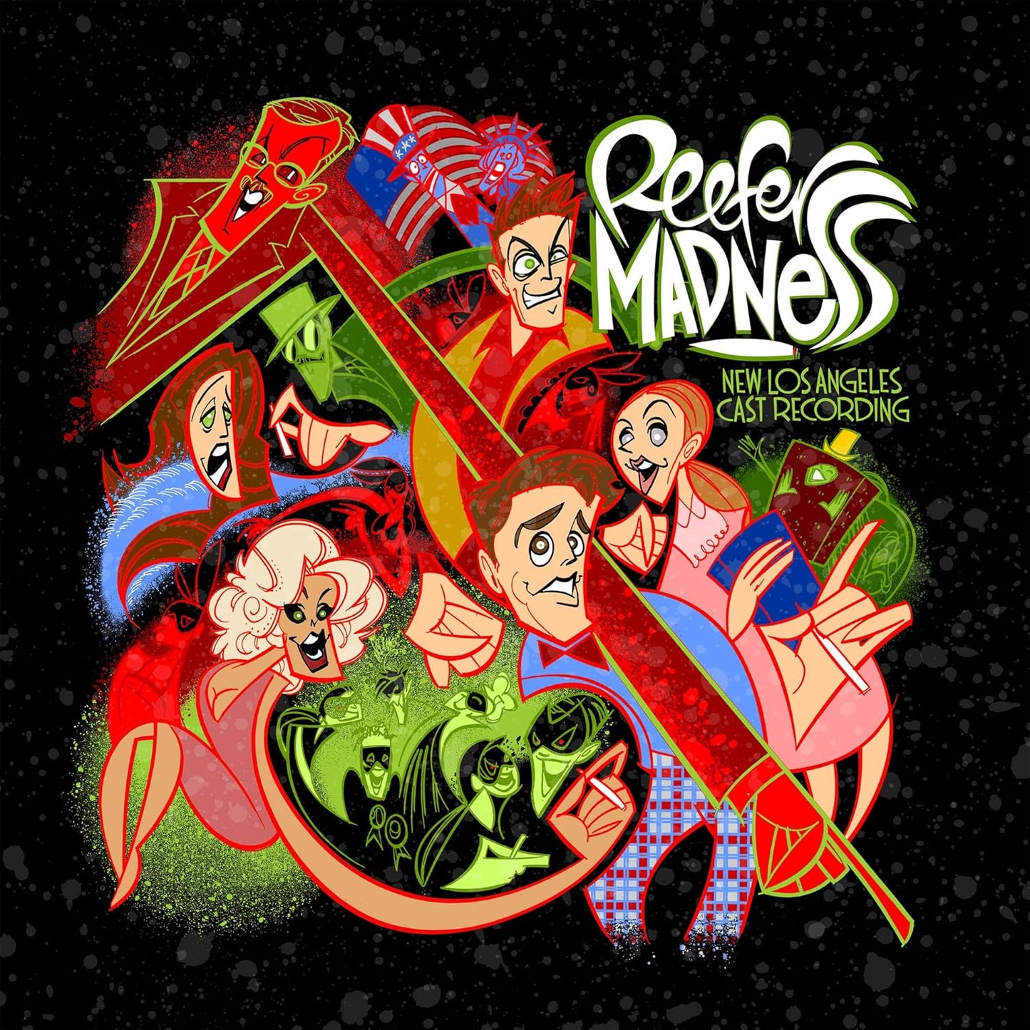 Cartoon illustration of expressive faces with “Reefer Madness” text overlay.