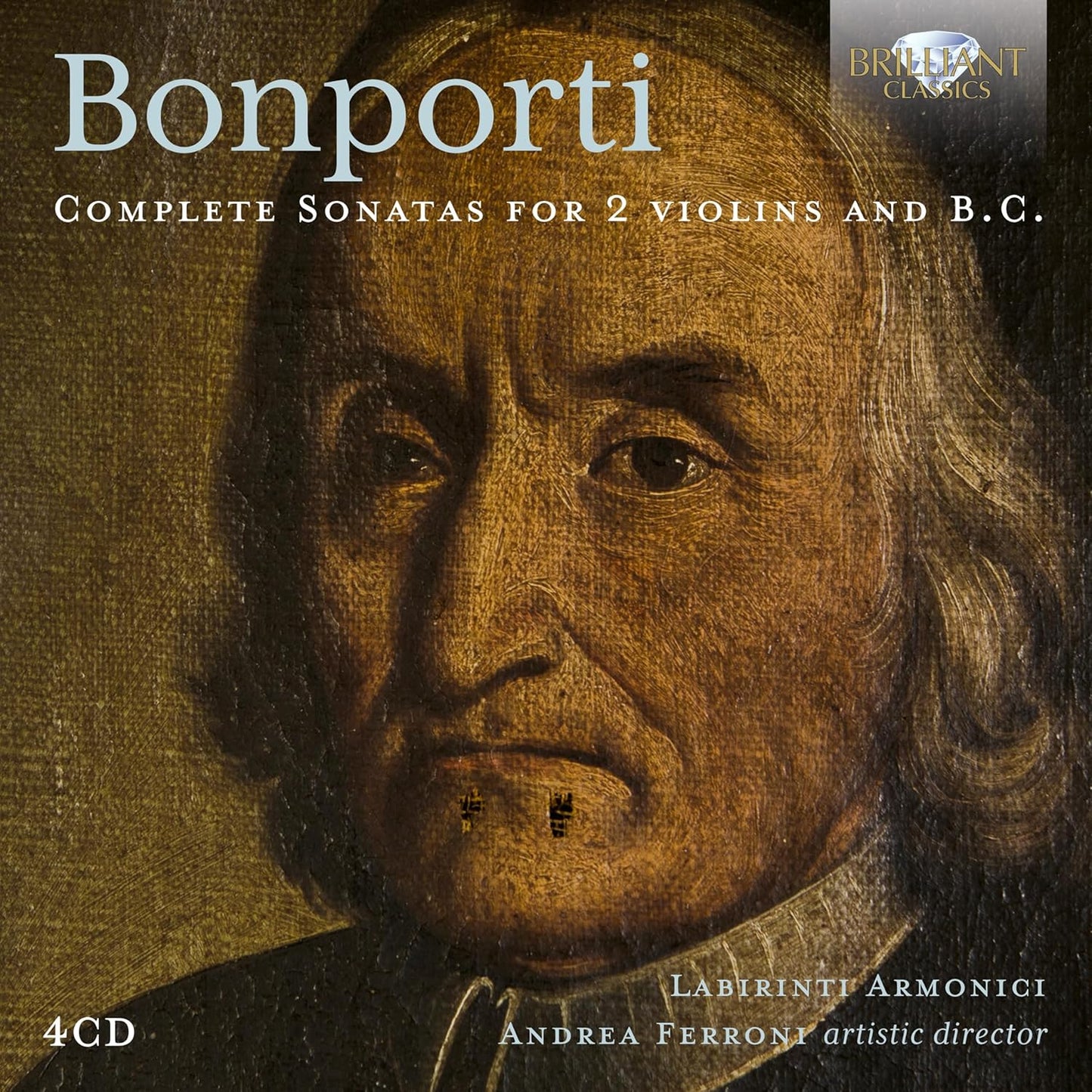 CD cover: portrait of a man with textured gold background and text.