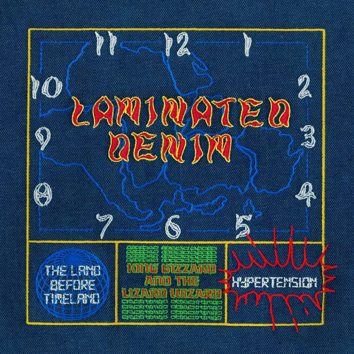 Vinyl record of King Gizzard & The Lizard Wizard's "Laminated Denim" album.