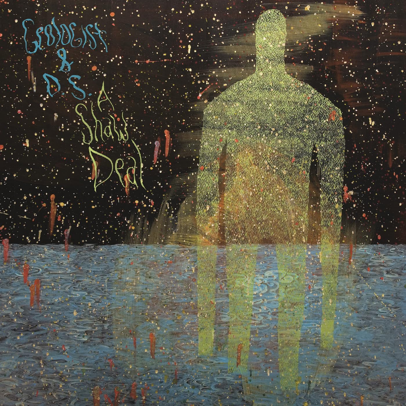 Vinyl album cover featuring a speckled, humanoid figure in a dark landscape.