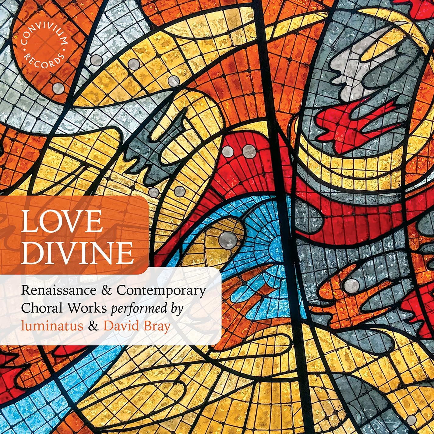 CD cover featuring a stained-glass style image of a dove and flames.